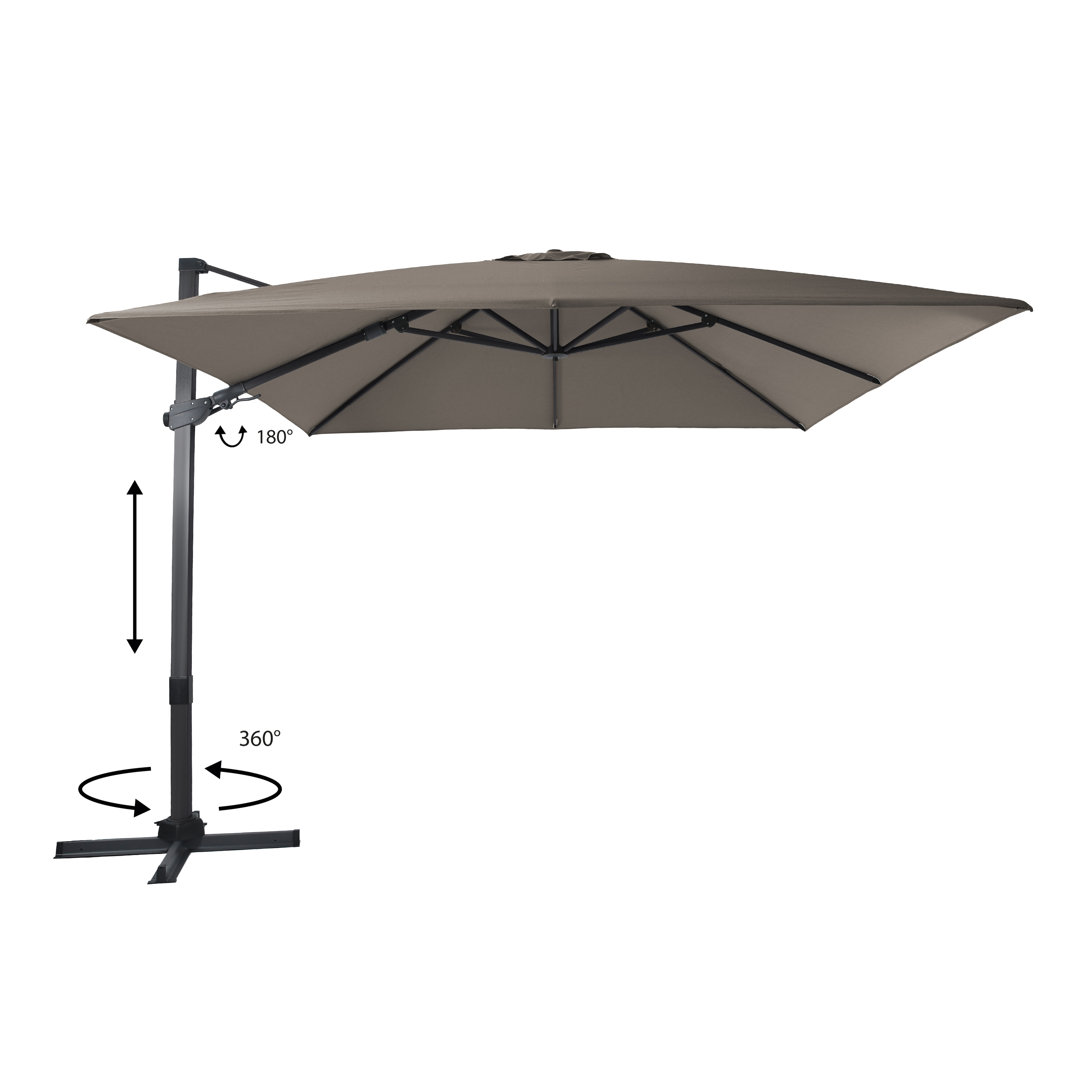 AXI Apollo Premium Cantilever Parasol 300x300cm - Grey/Taupe