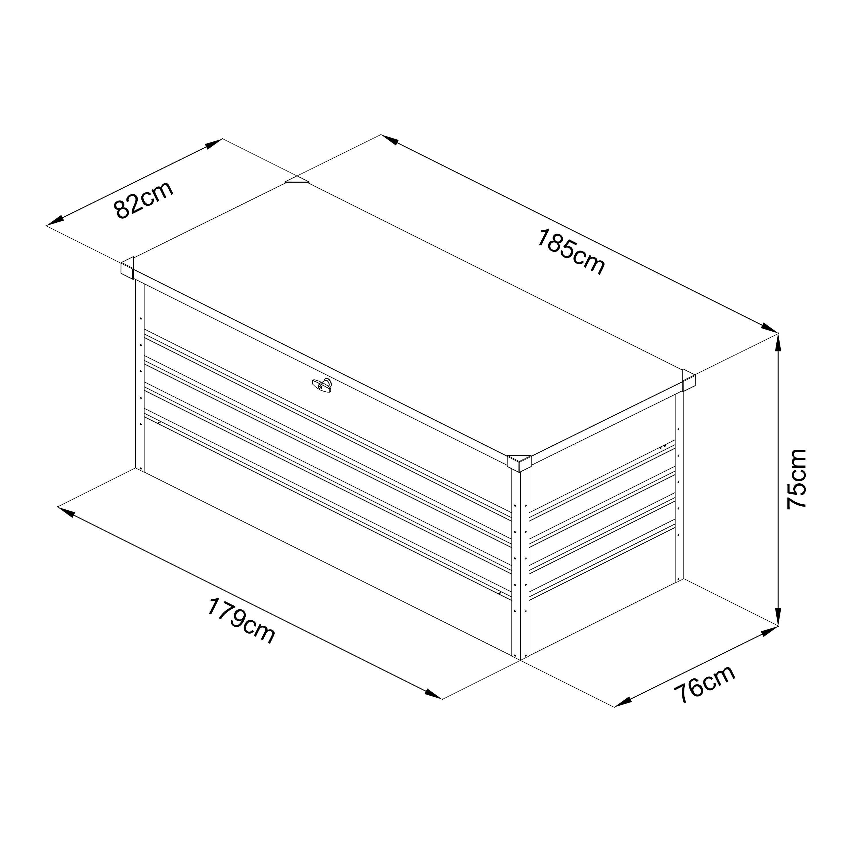 AXI Miles Metal Storage Box 1000 Anthracite - 185x82x75cm