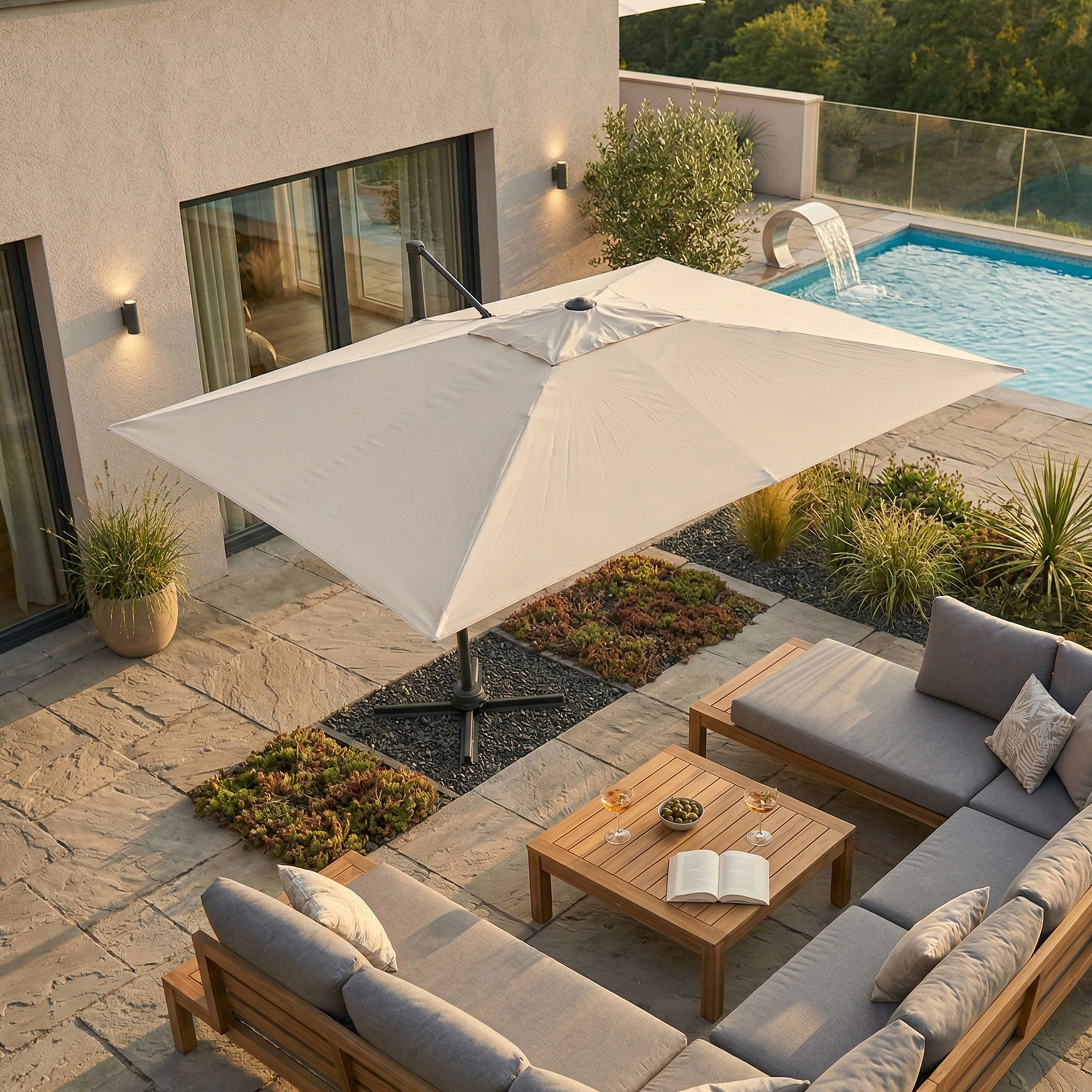AXI Luma Cantilever Parasol 200x300 cm Anthracite/Beige