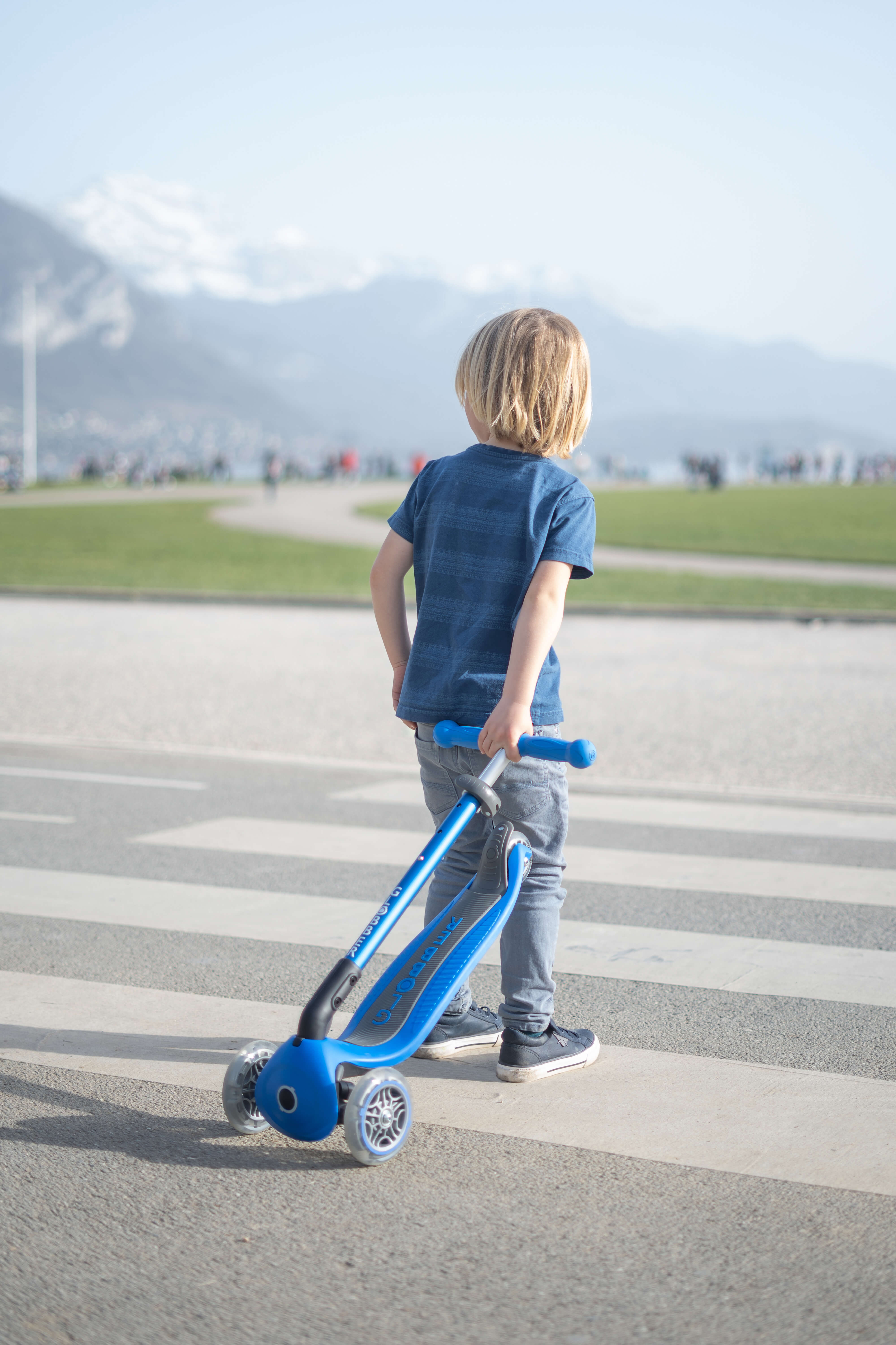 Globber Primo Foldable Lights Scooter - Blue