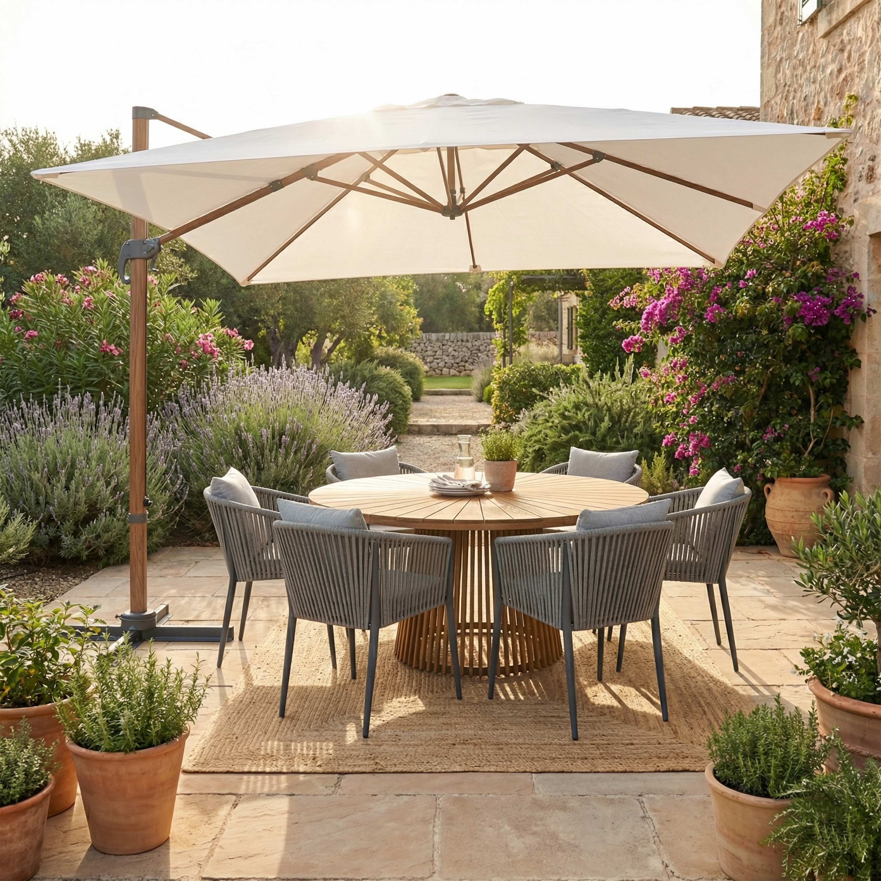 AXI Nima Floating Parasol 300x300 Oak Look/Beige