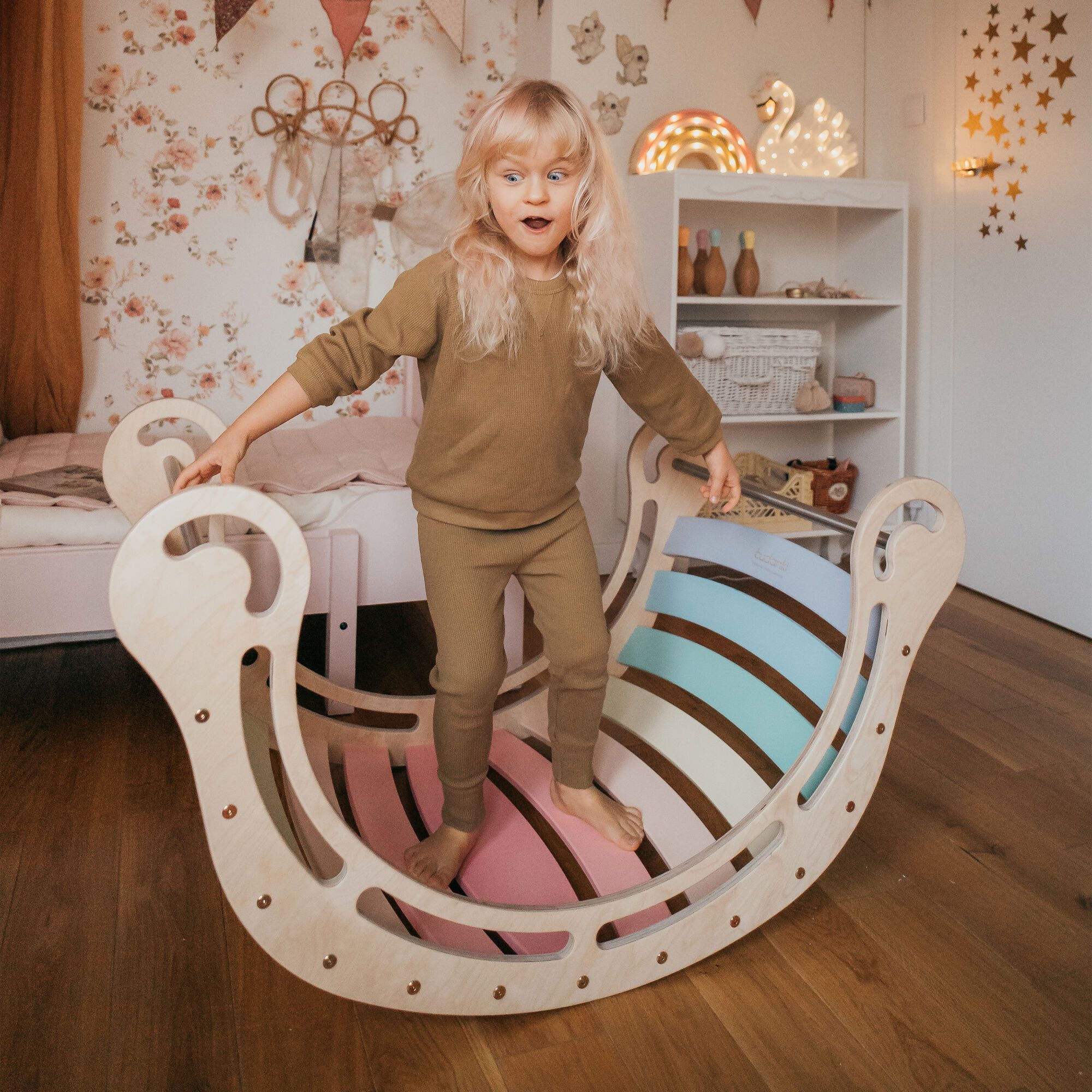 KateHaa Wooden XXL Rocker with Climbing Wall - Pastel