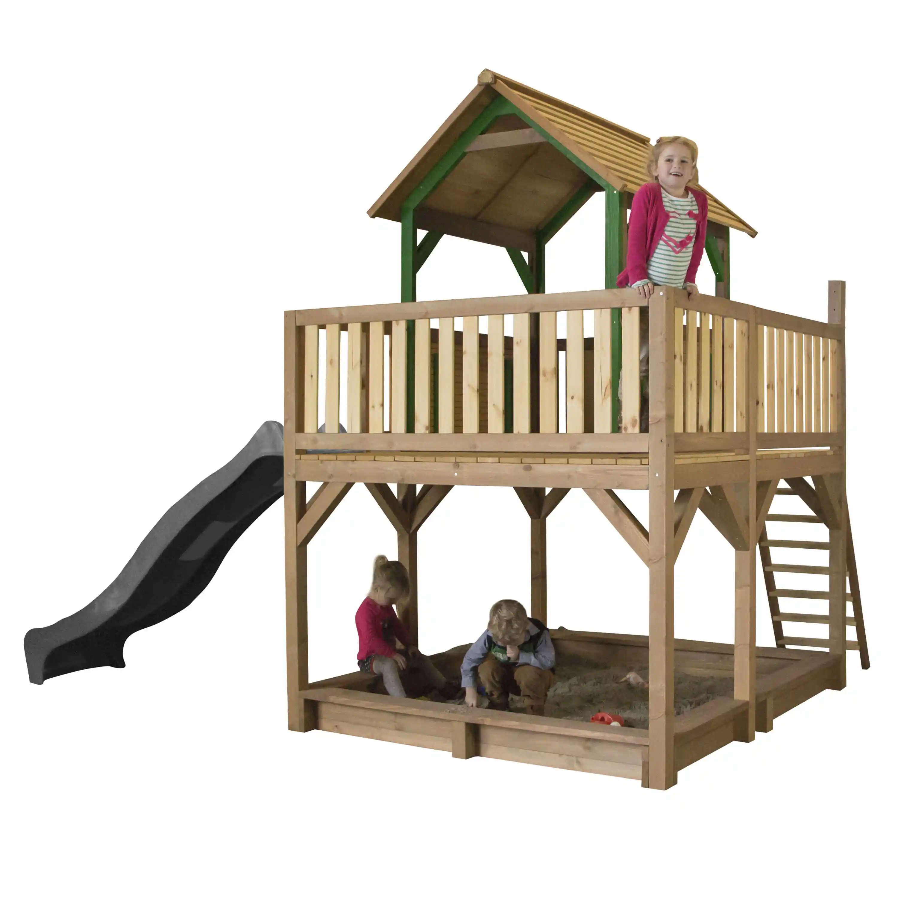 AXI Atka Play Tower Brown/Green - Grey Slide