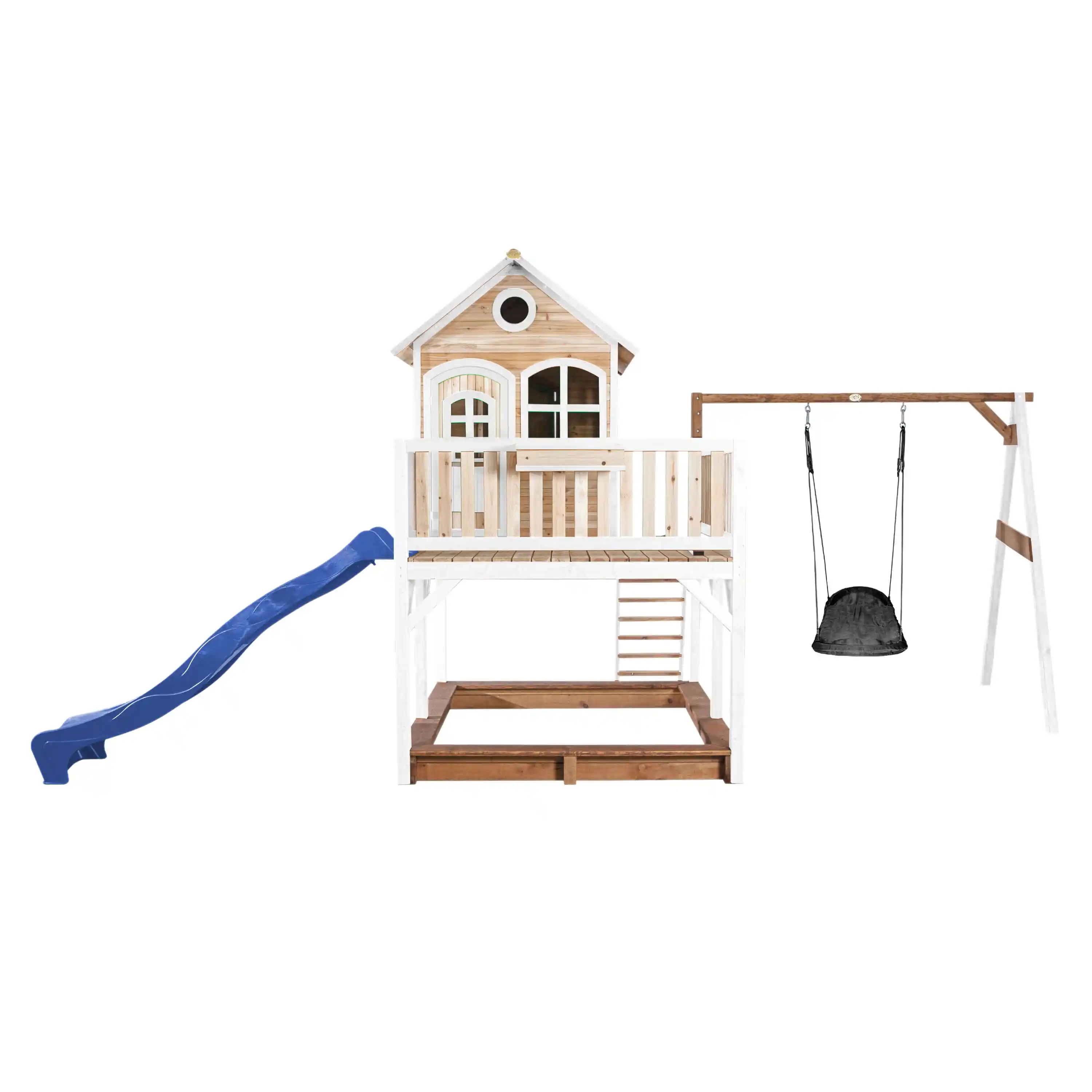 AXI Liam Playhouse with Roxy Nest Swing Set Brown/White - Blue Slide