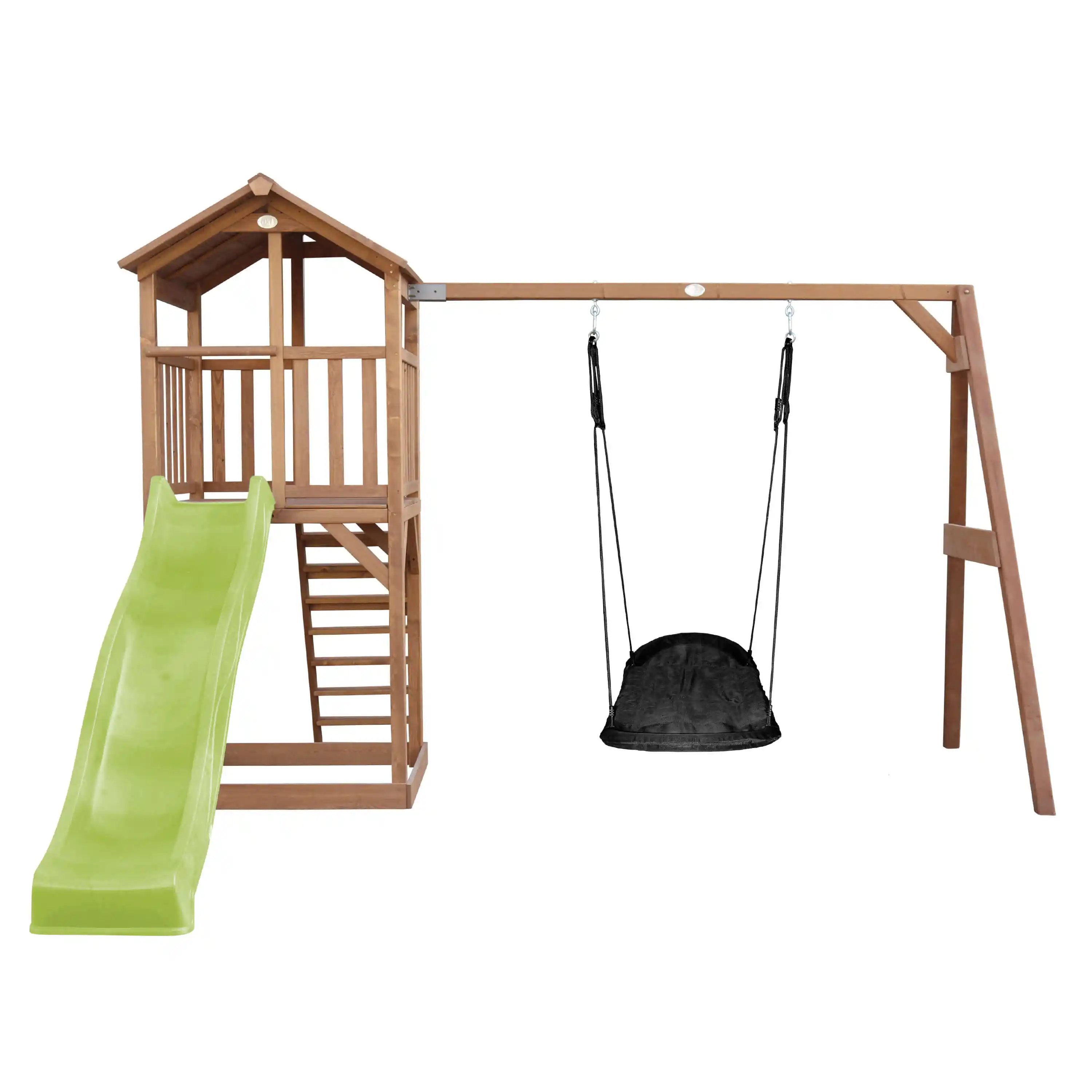 AXI Beach Tower with Roxy Nest Swing Set Brown - Lime Green Slide