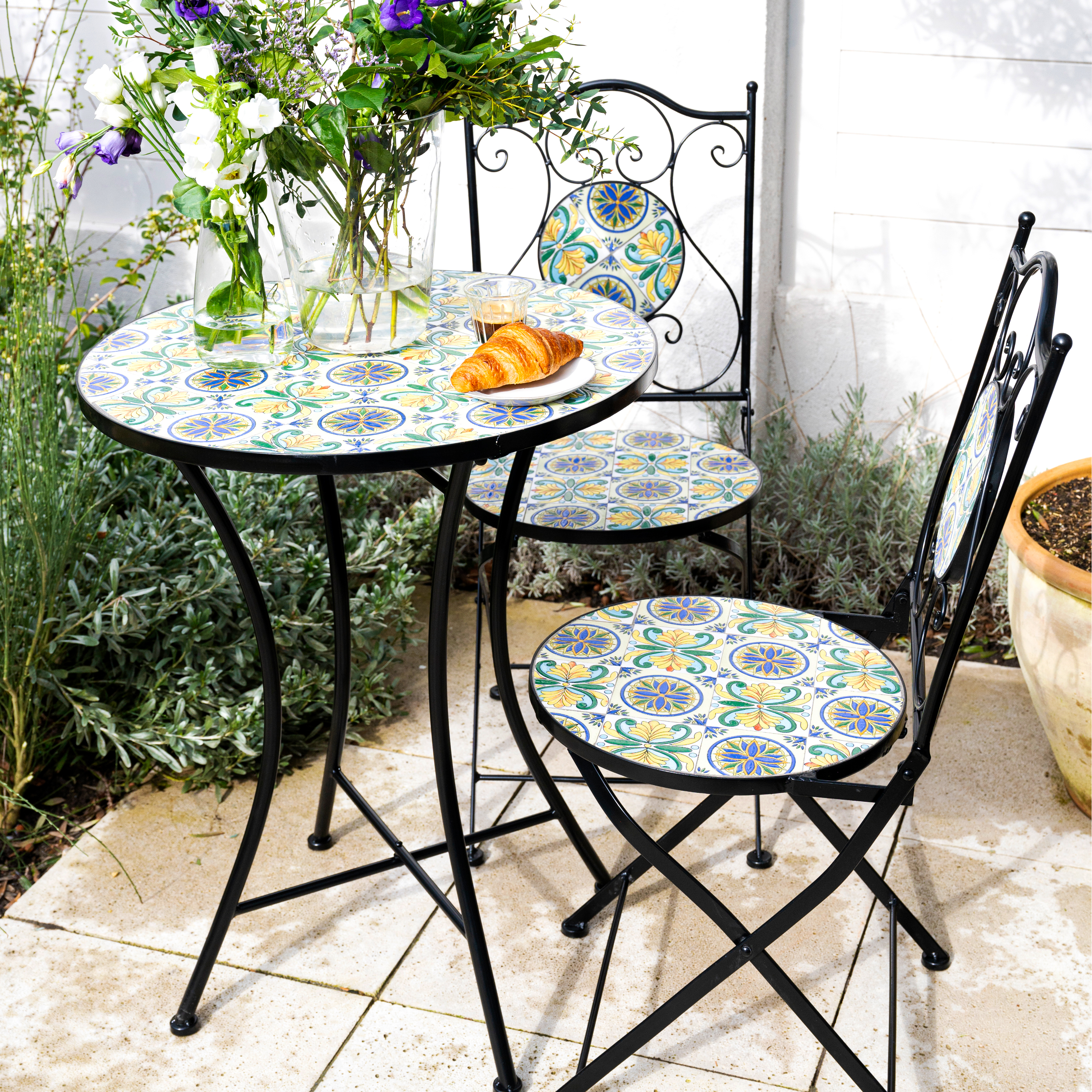 AXI Amélie Bistro Set Mosaic Sicilian Style - Blue/Yellow