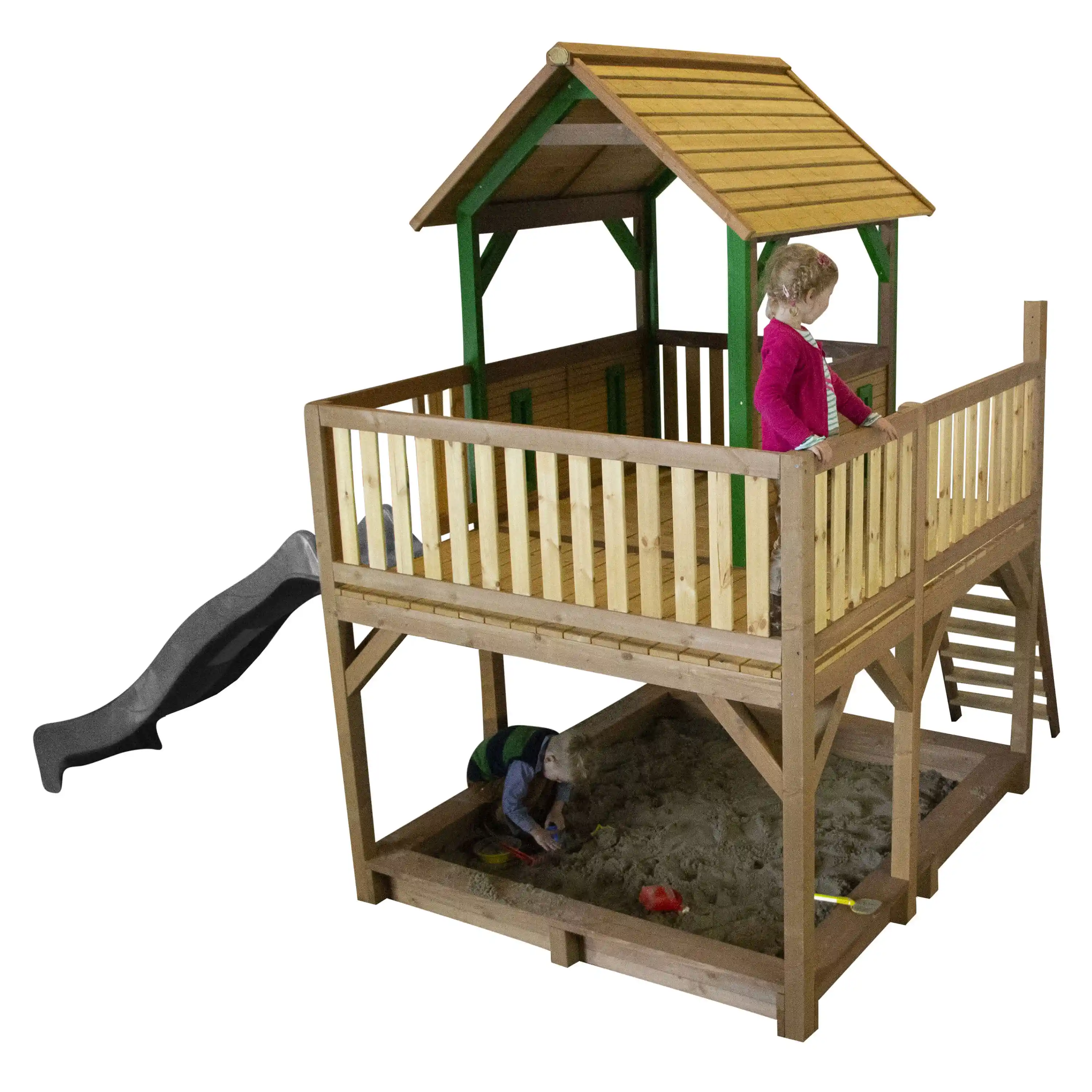 AXI Atka Play Tower Brown/Green - Grey Slide