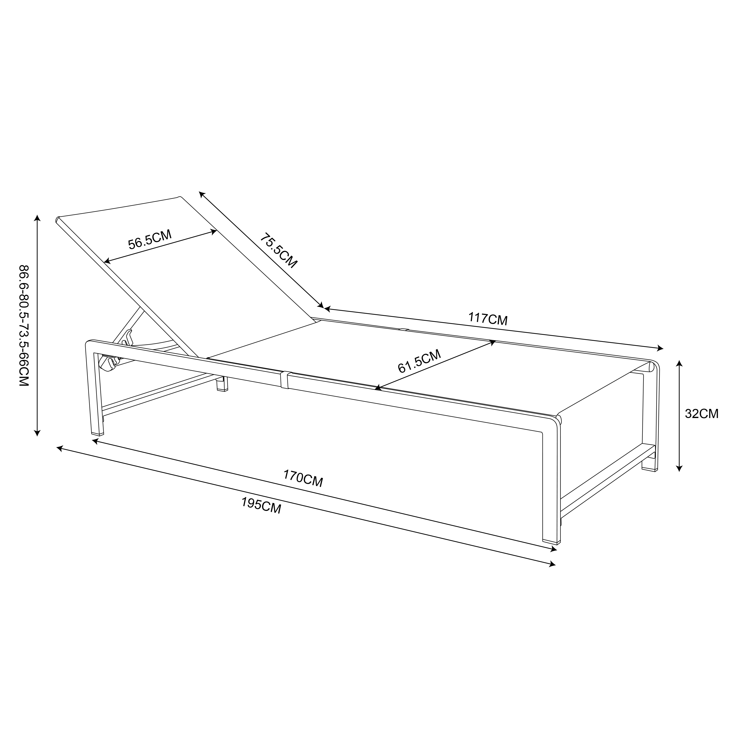 AXI Zane Sunbed Anthracite/Brown
