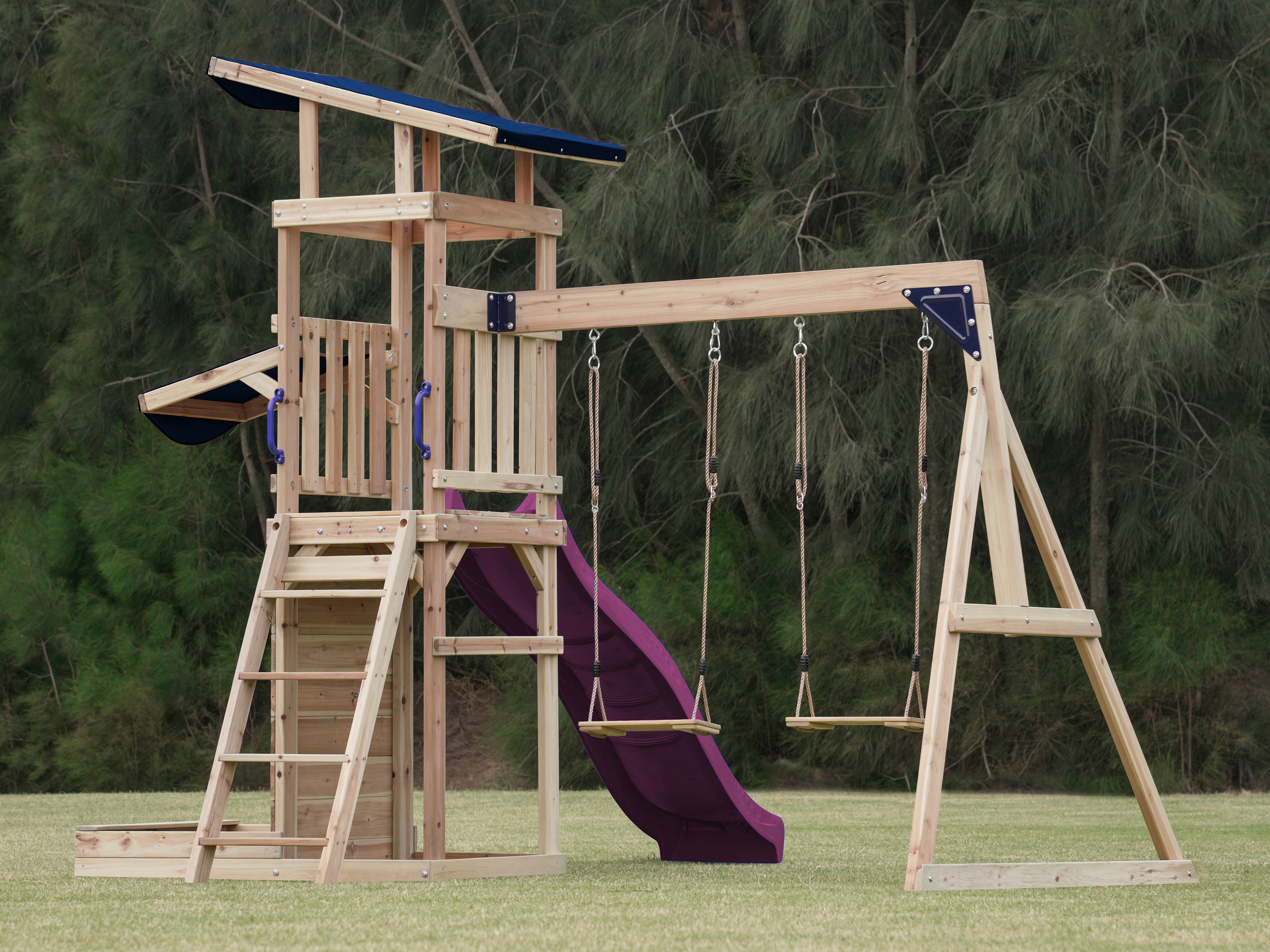 AXI Malik Climbing Frame with Double Swing Set - Purple Slide