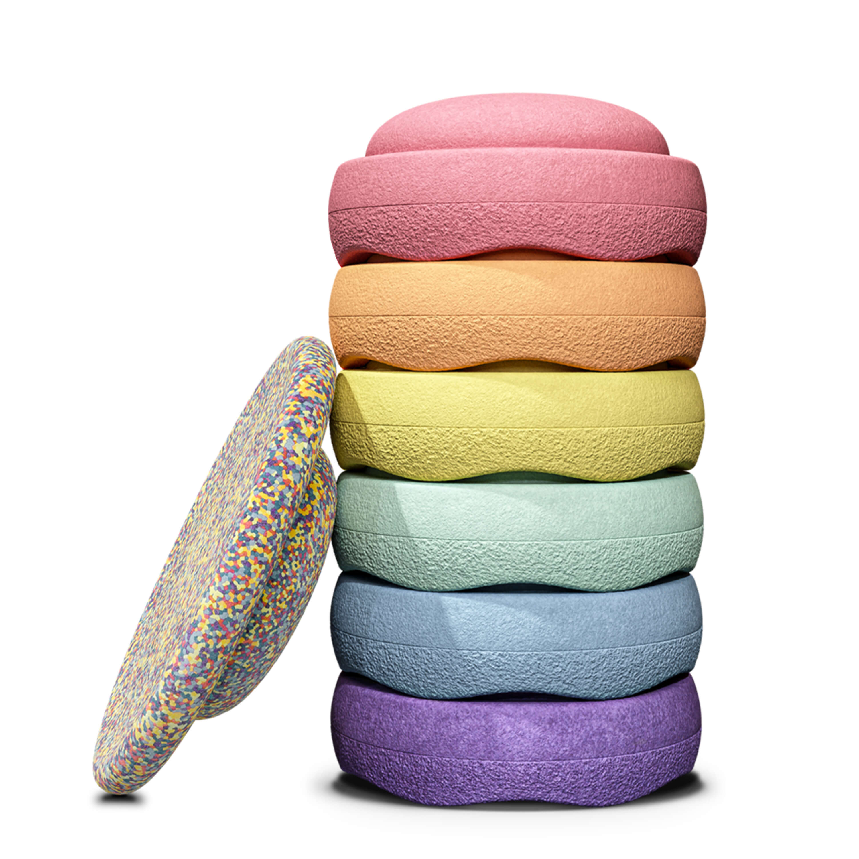 Stapelstein Rainbow Pastel Set of 6 + 1 Balance Board