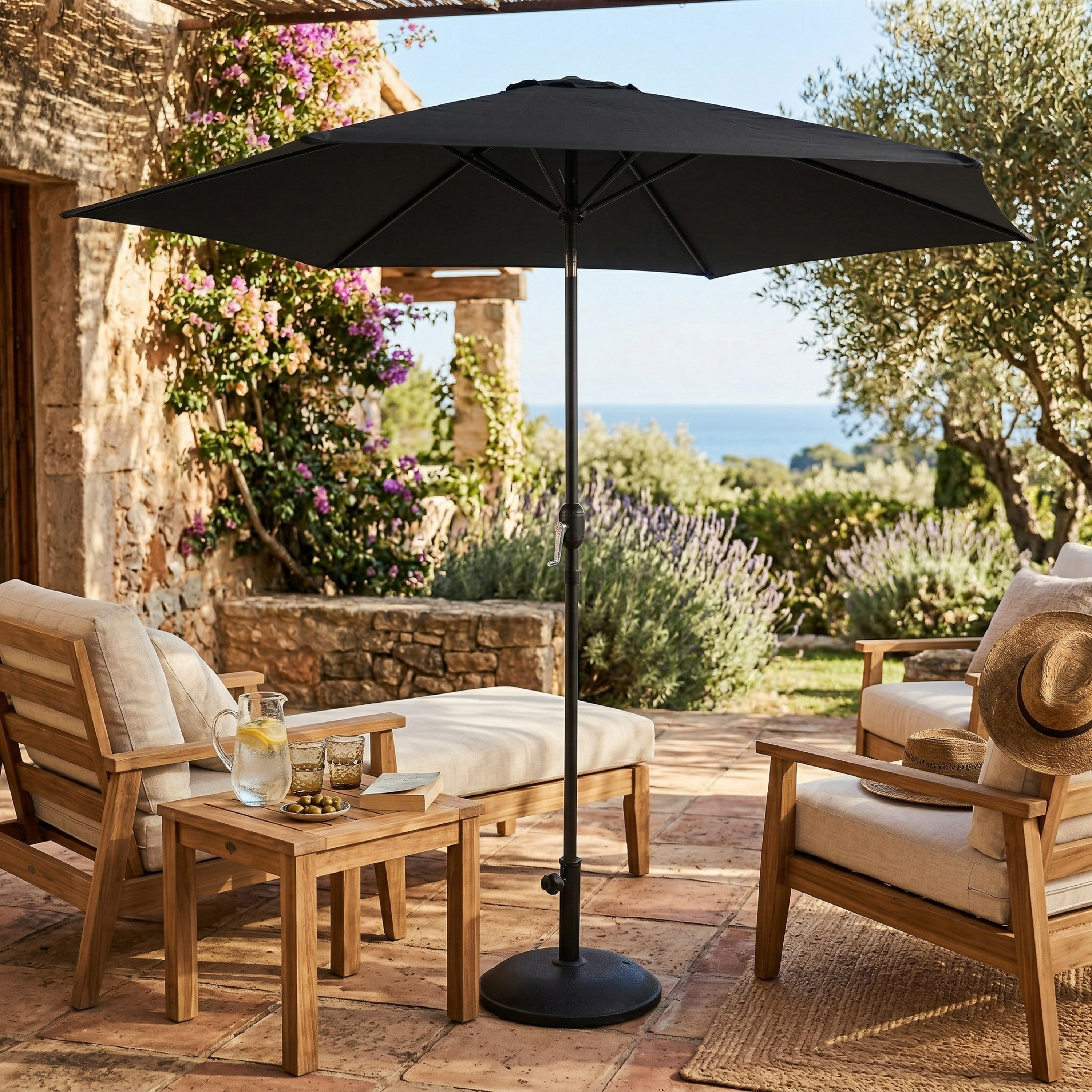 AXI Noor Centre Pole Parasol Ø 300cm incl. parasol base Anthracite/Grey