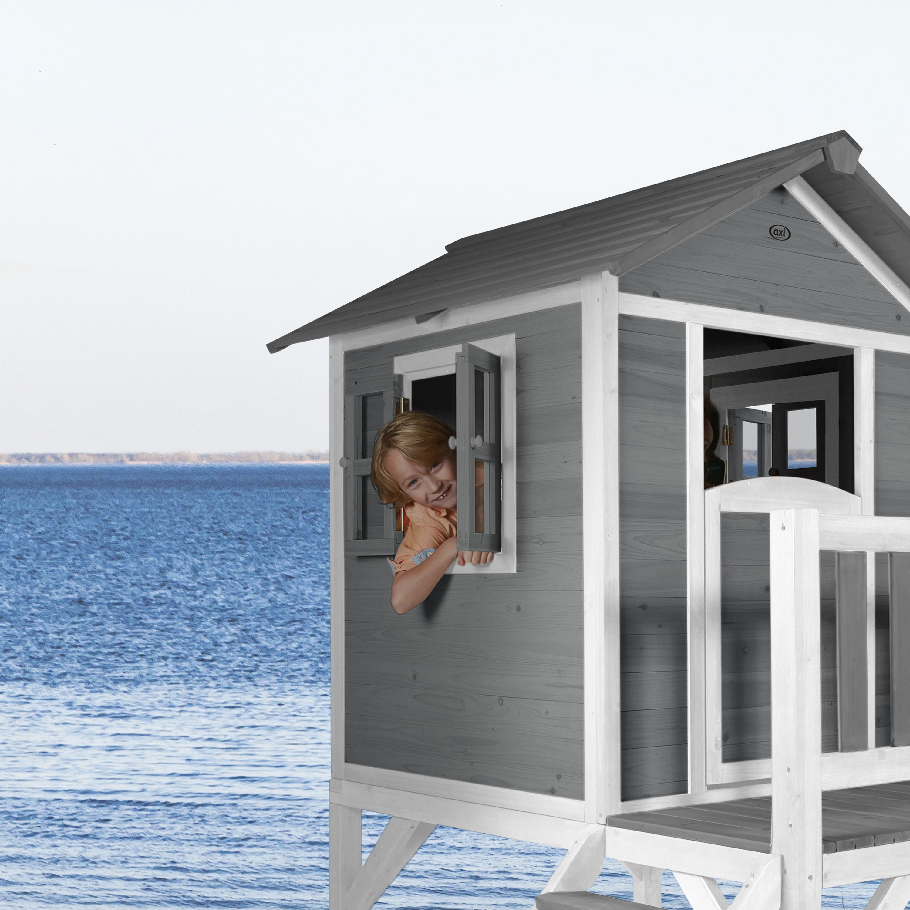 AXI Lodge XL Playhouse Cool Grey - White Slide