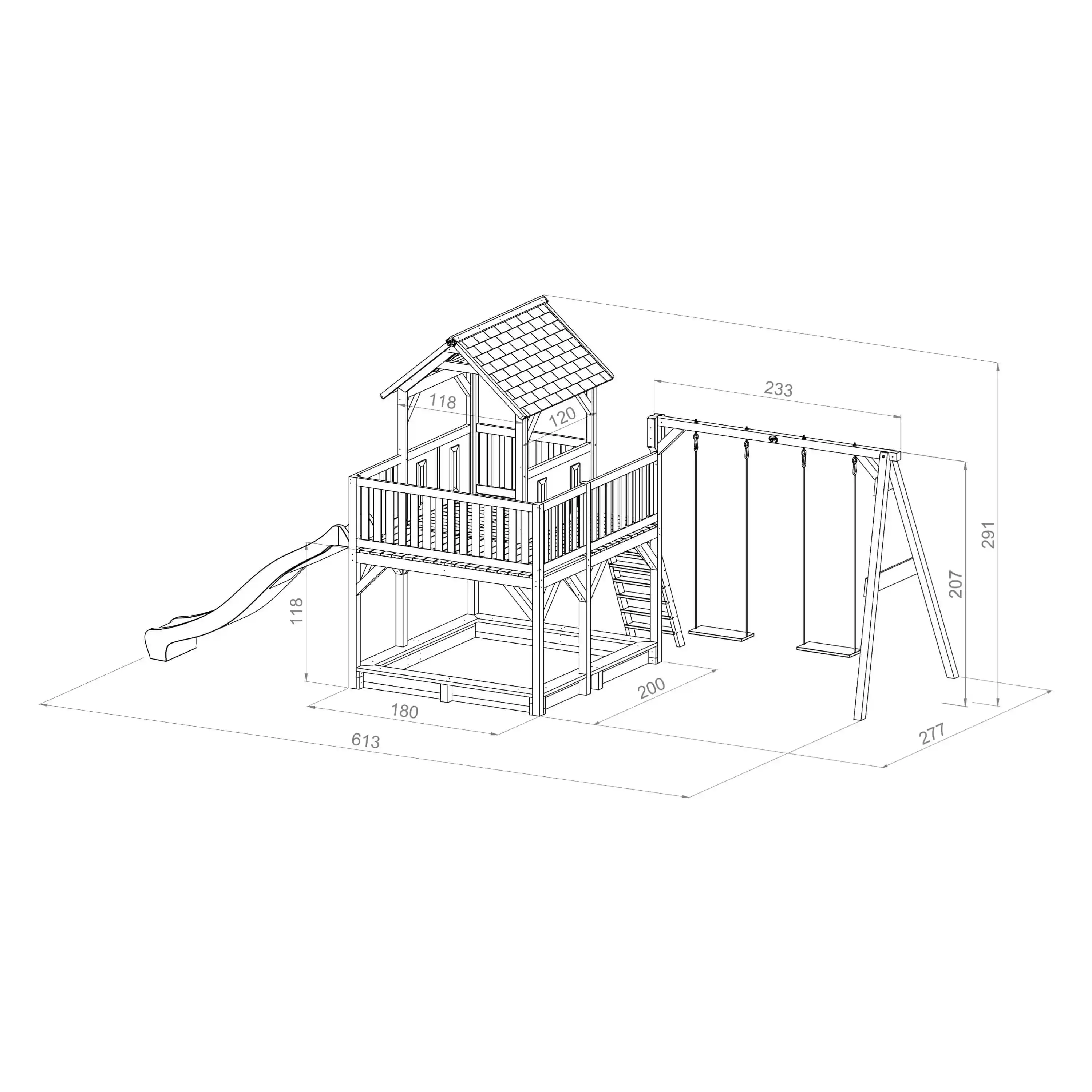 AXI Atka Play Tower with Double Swing Set Brown/Green - Green Slide