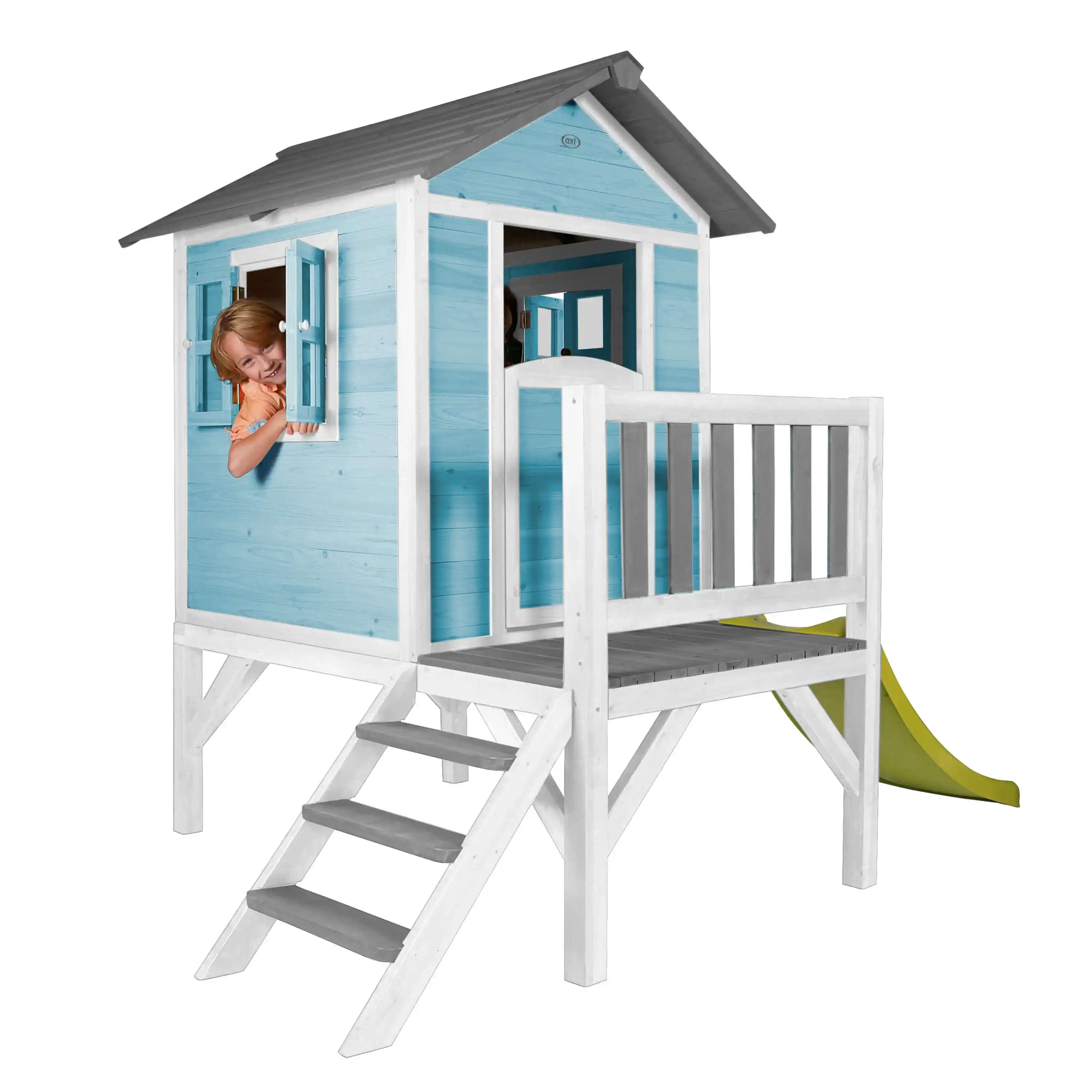 AXI Lodge XL Playhouse Caribbean Blue - Lime Green Slide