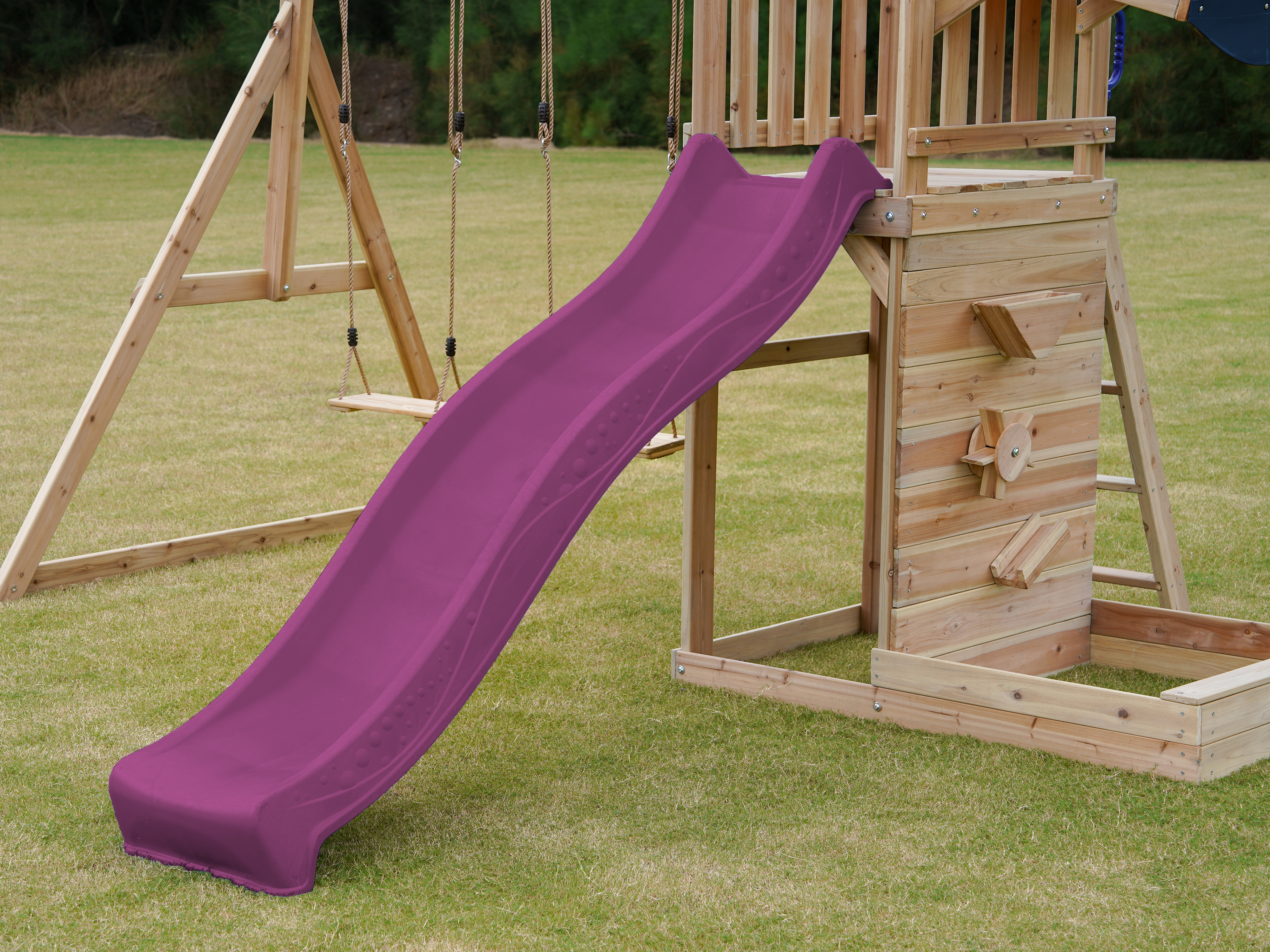 AXI Malik Climbing Frame with Double Swing Set - Purple Slide