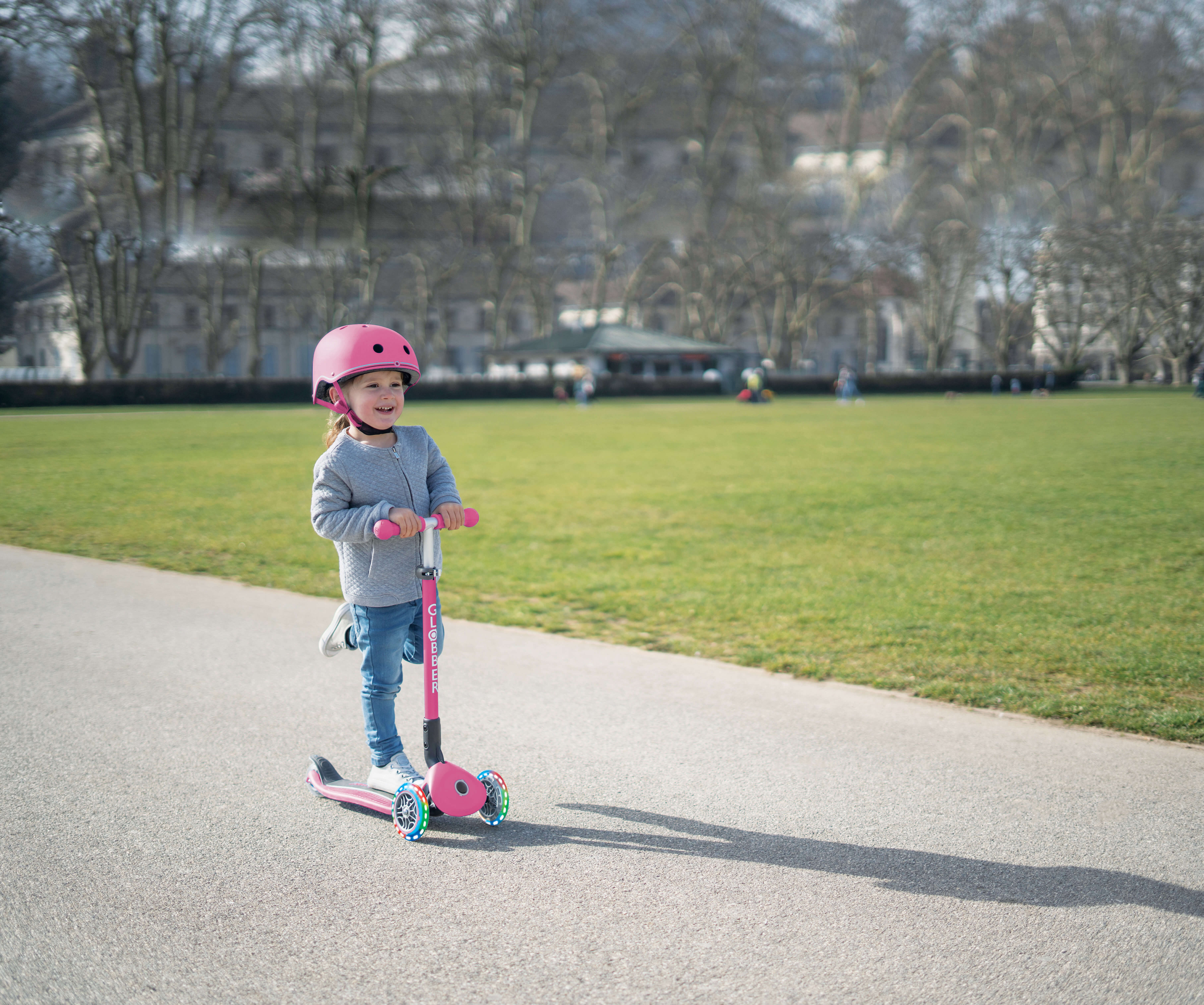 Globber Primo Foldable Lights Scooter - Pink