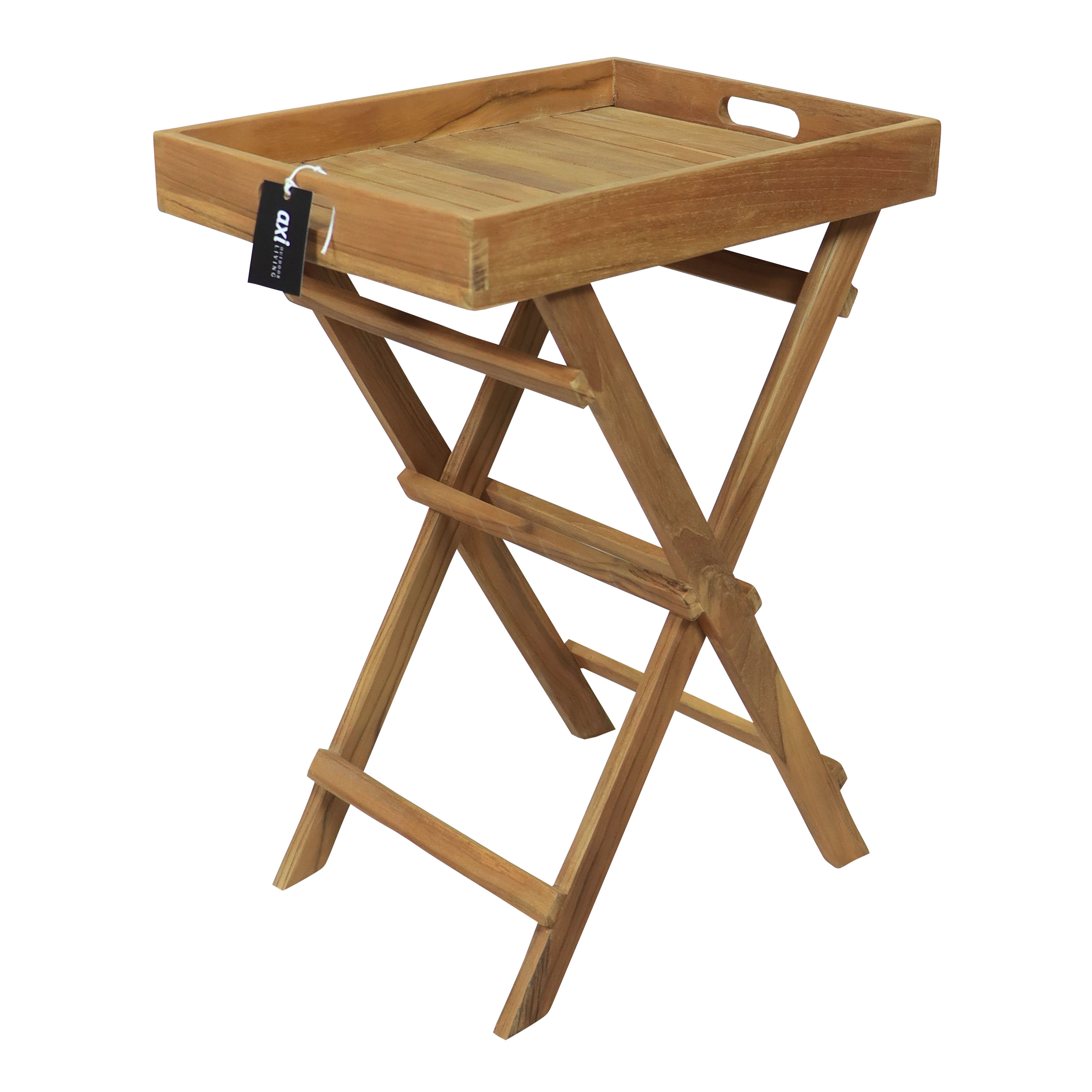 AXI Inda Teak Side Table Folding with Removable Tray