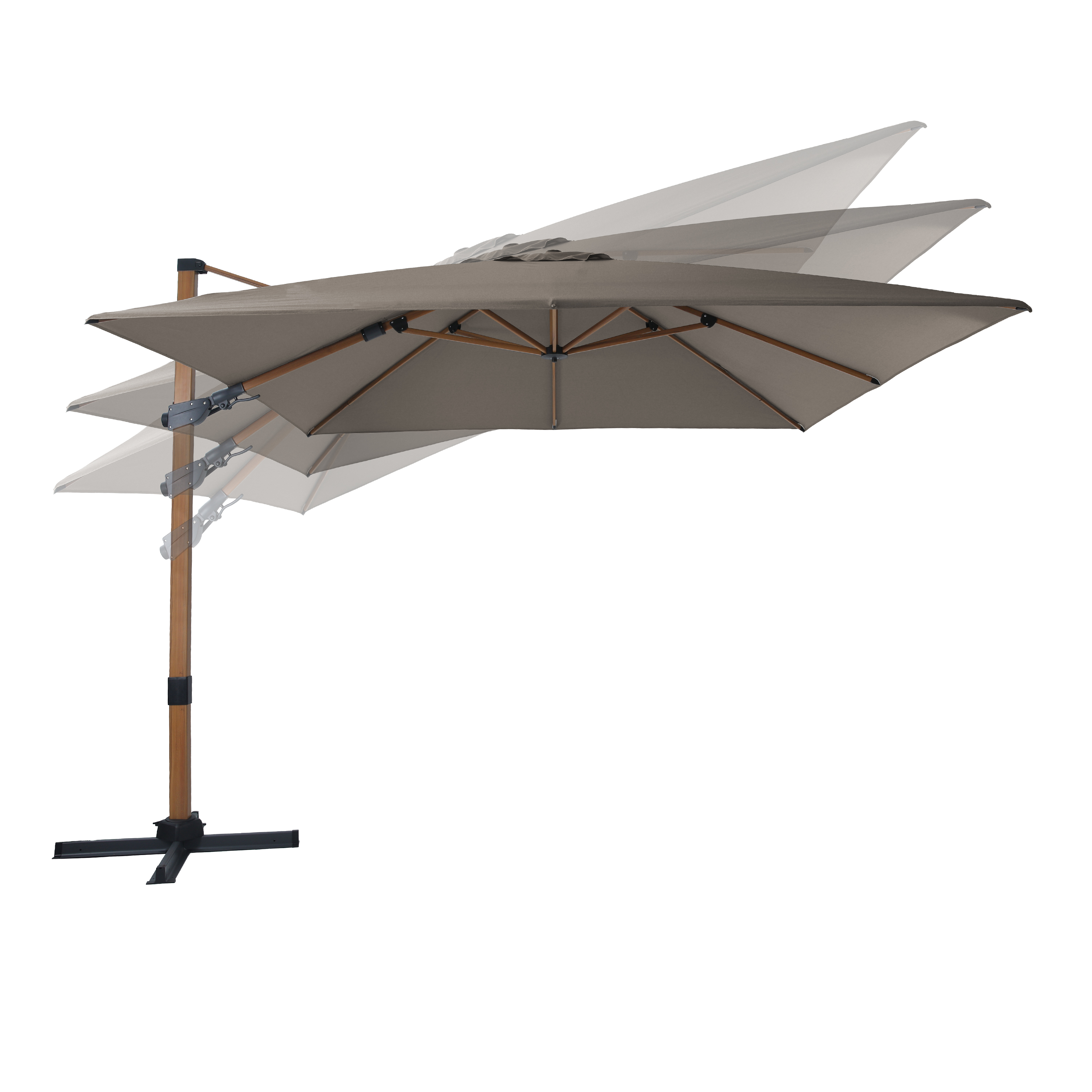 AXI Apollo Premium Cantilever Parasol 300x300cm - Wood-look/Taupe