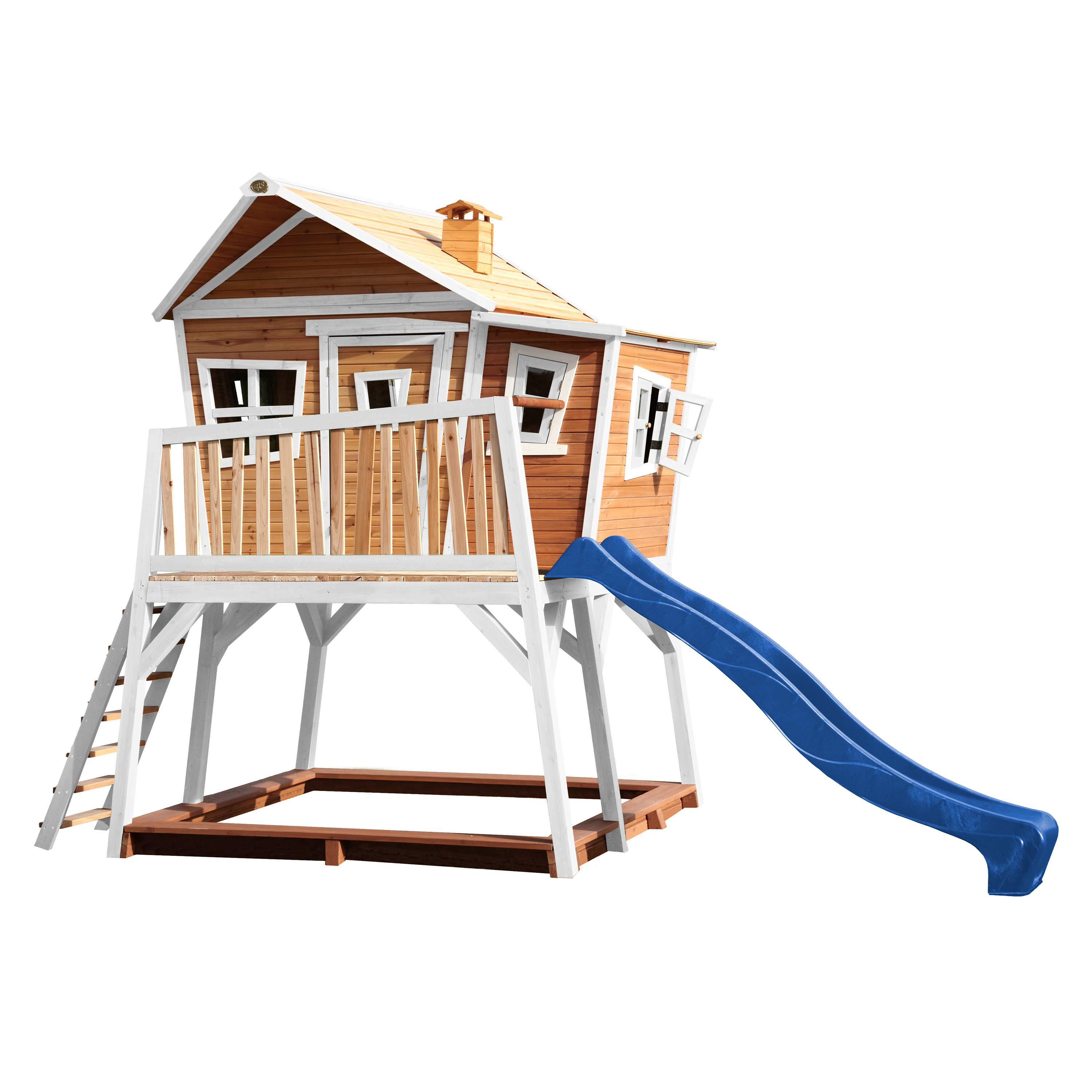 AXI Max Playhouse Brown/White - Blue Slide