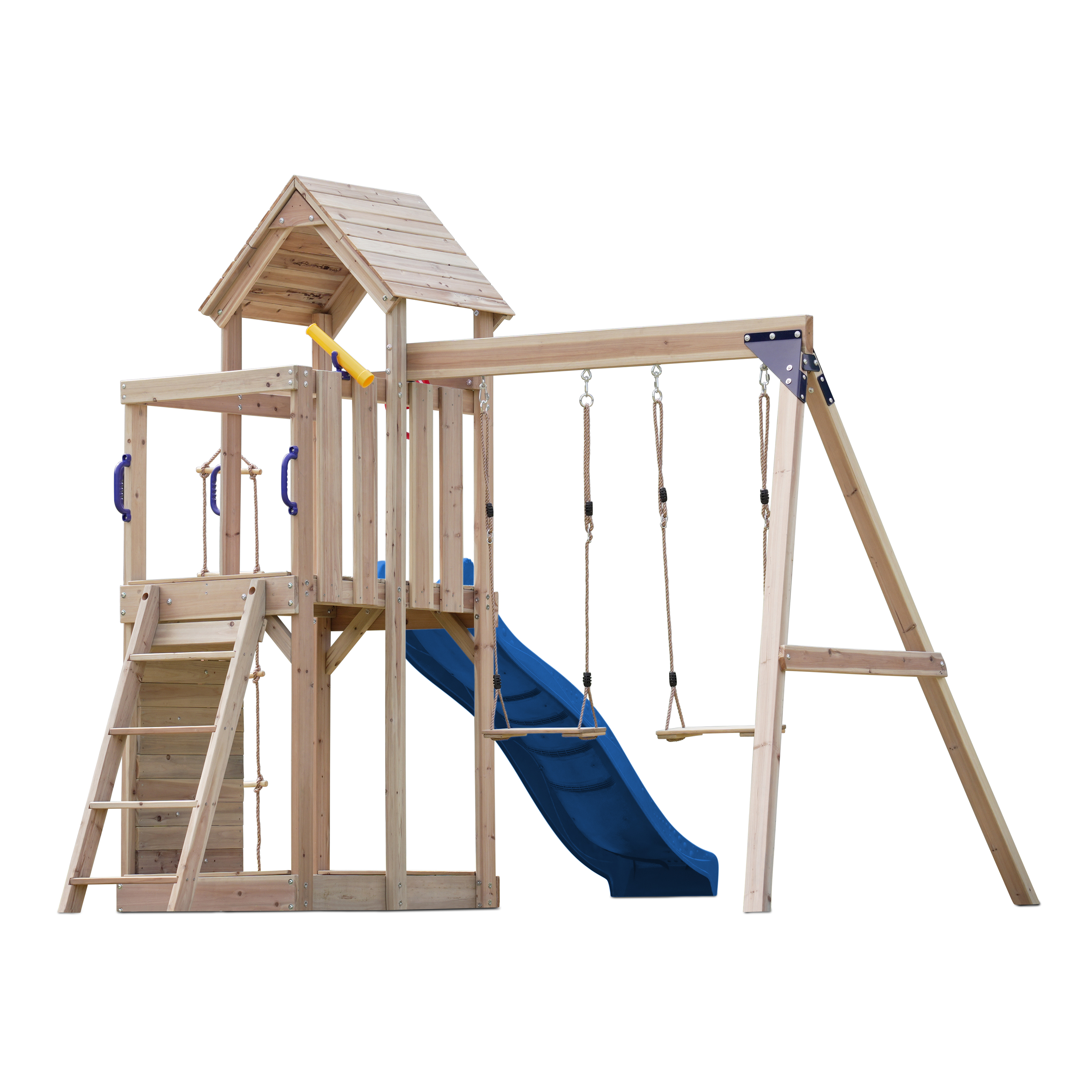 AXI Moos Climbing Frame with Double Swing Set - Blue Slide