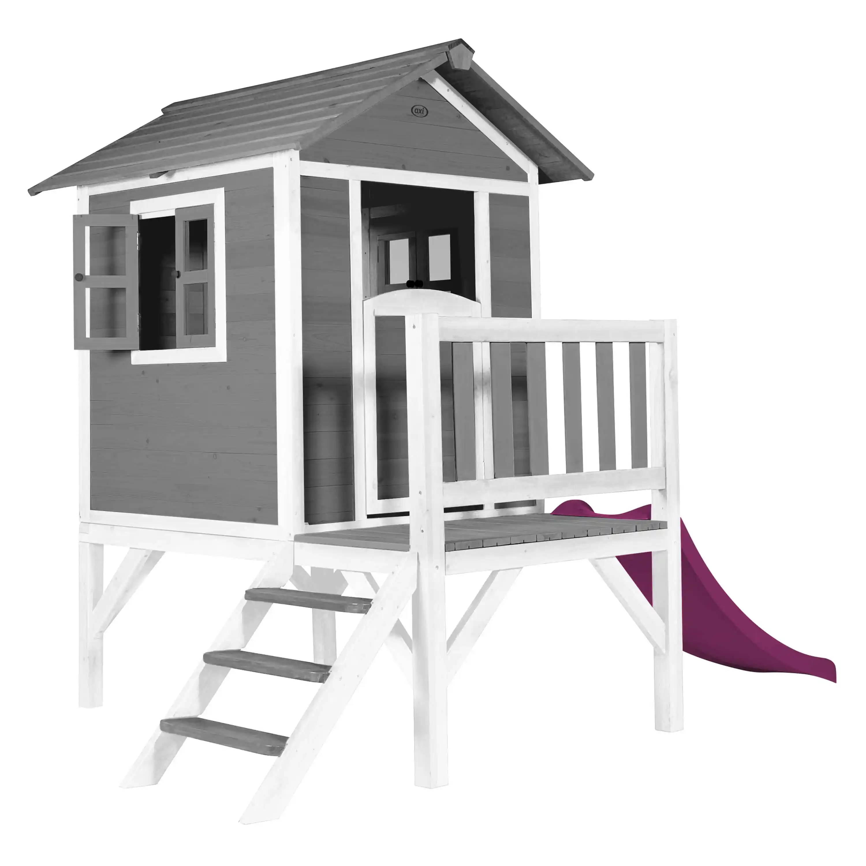 AXI Lodge XL Playhouse Cool Grey - Purple Slide