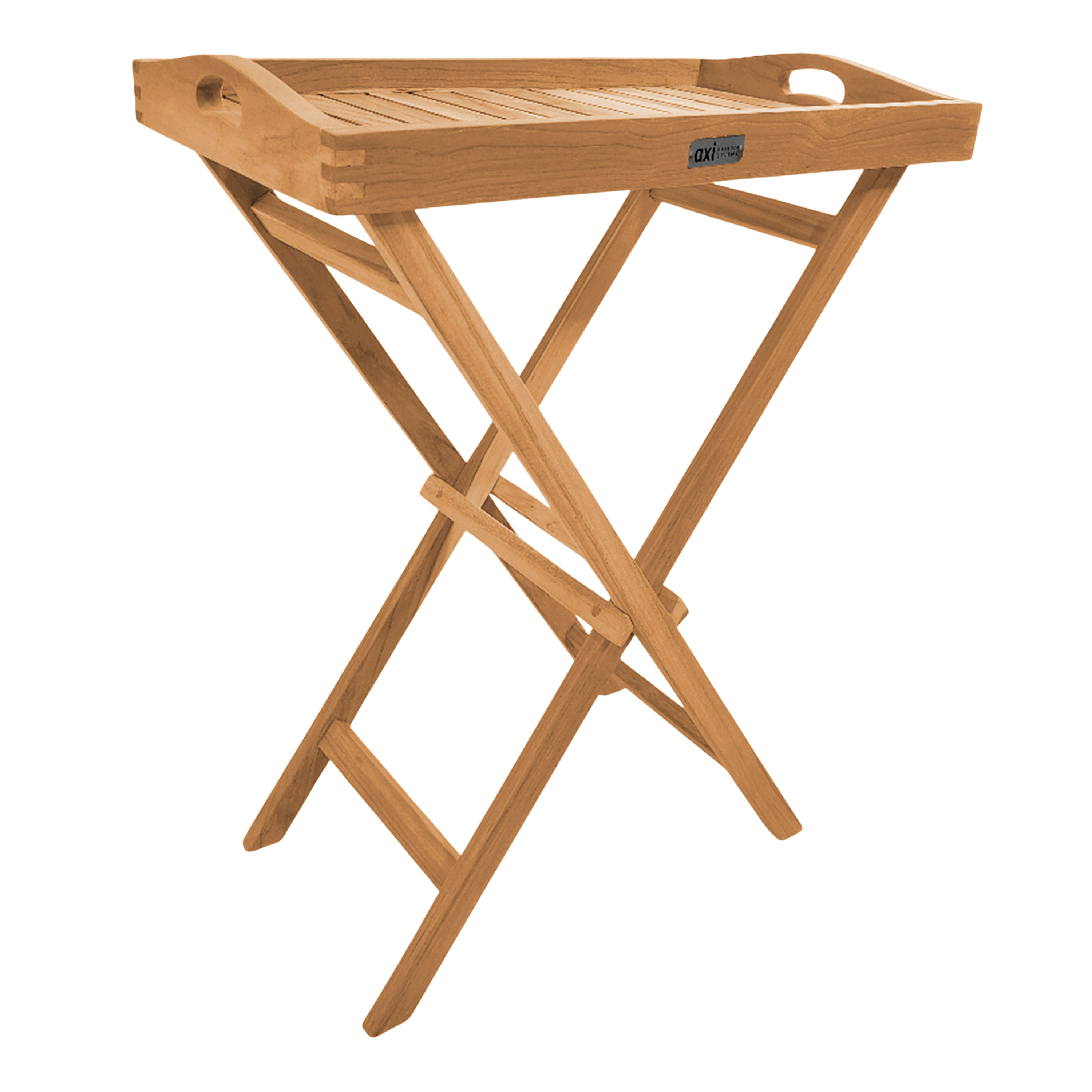 AXI Lora Teak Folding Side Table with Removable Tray
