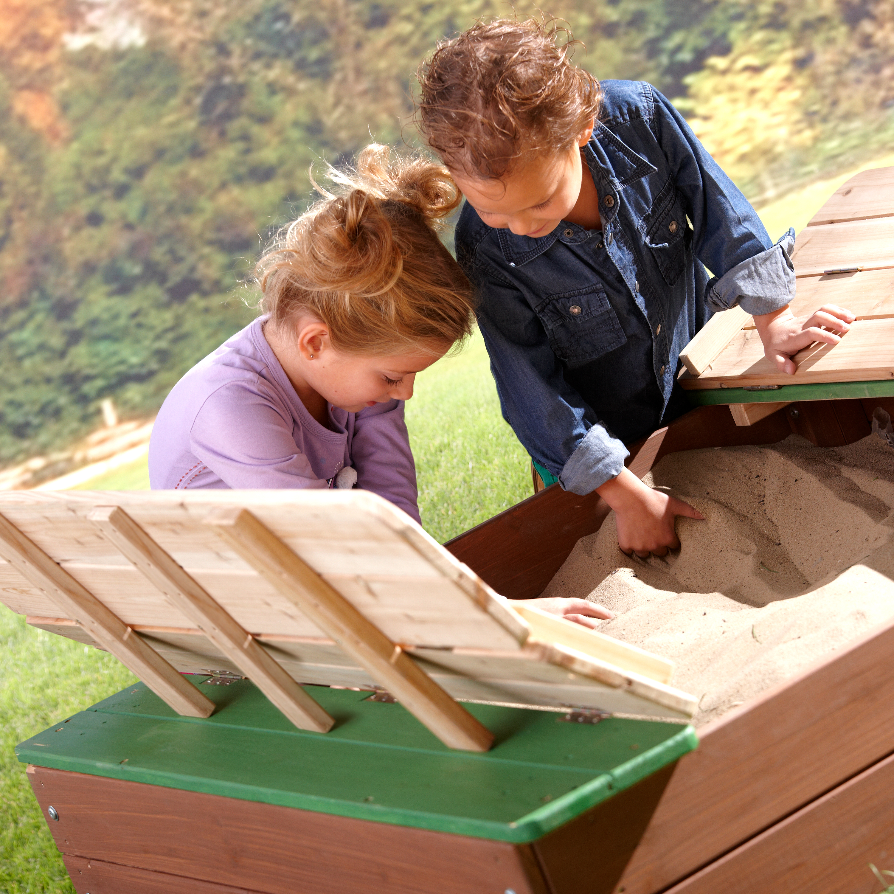 AXI Ella XL Sandbox - 120 x 120 cm - Brown/Green