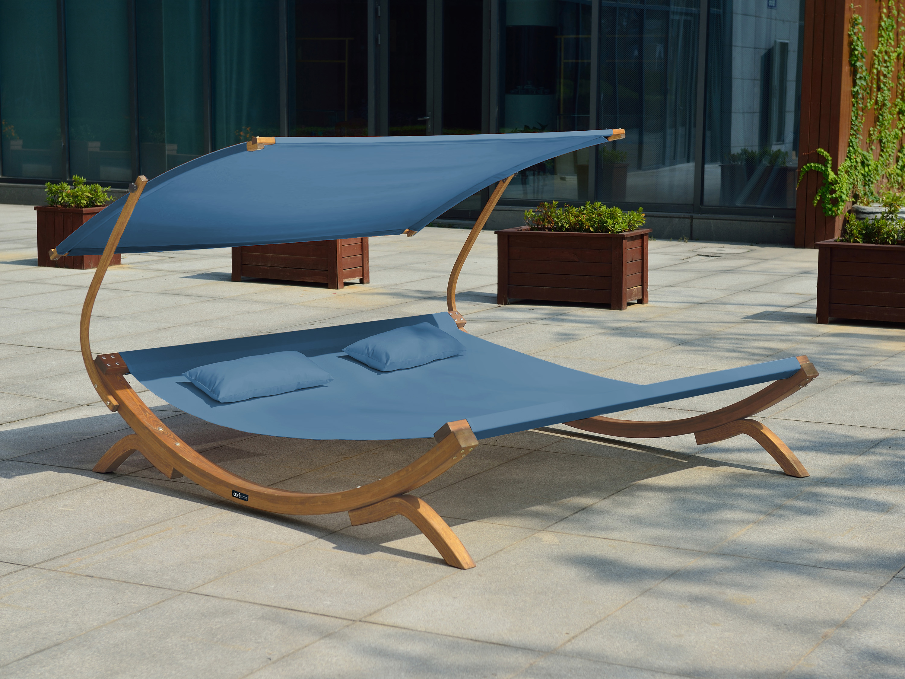 AXI Mallorca Double Lounger with Sunshade - Blue