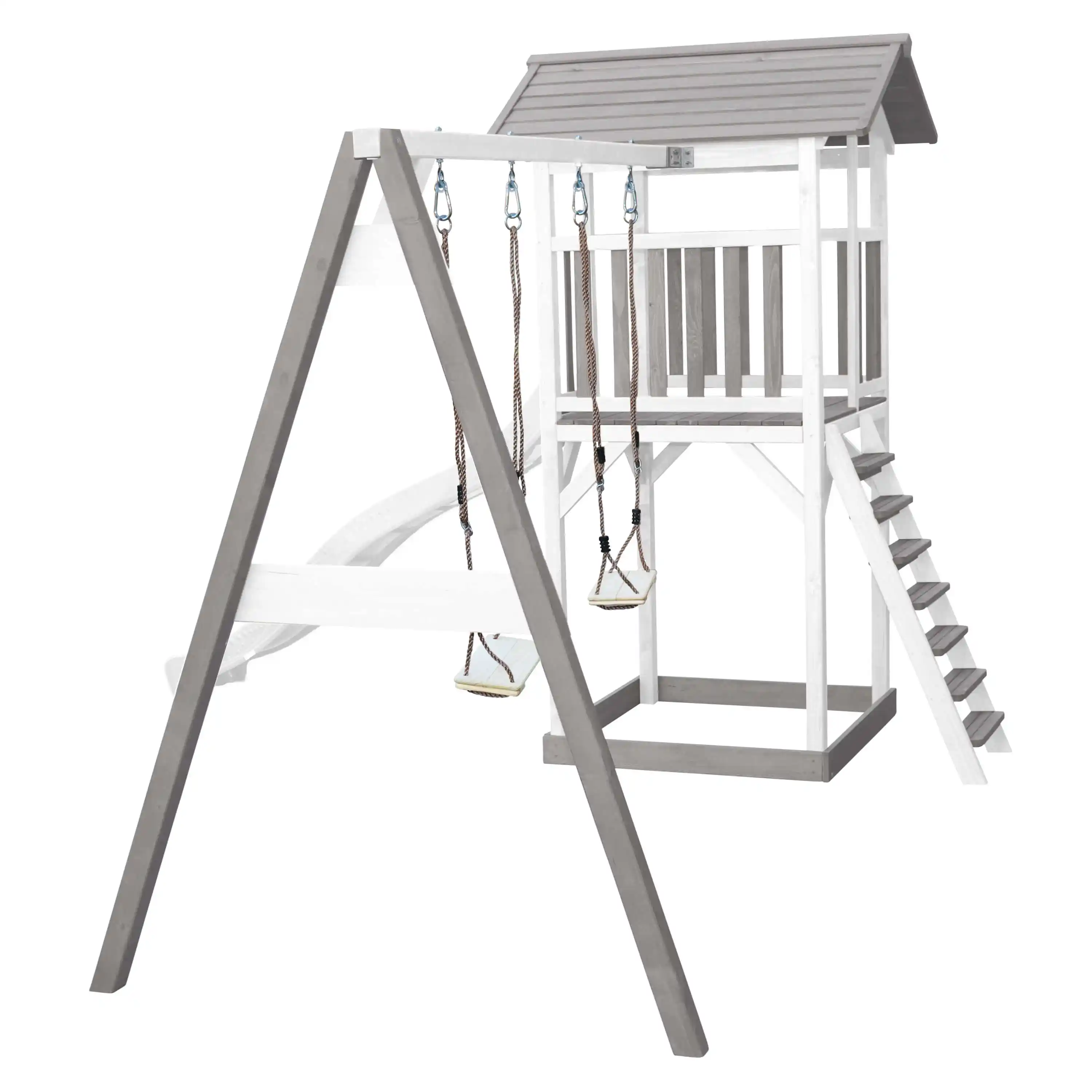 AXI Beach Tower with Double Swing Set Grey/White - White Slide