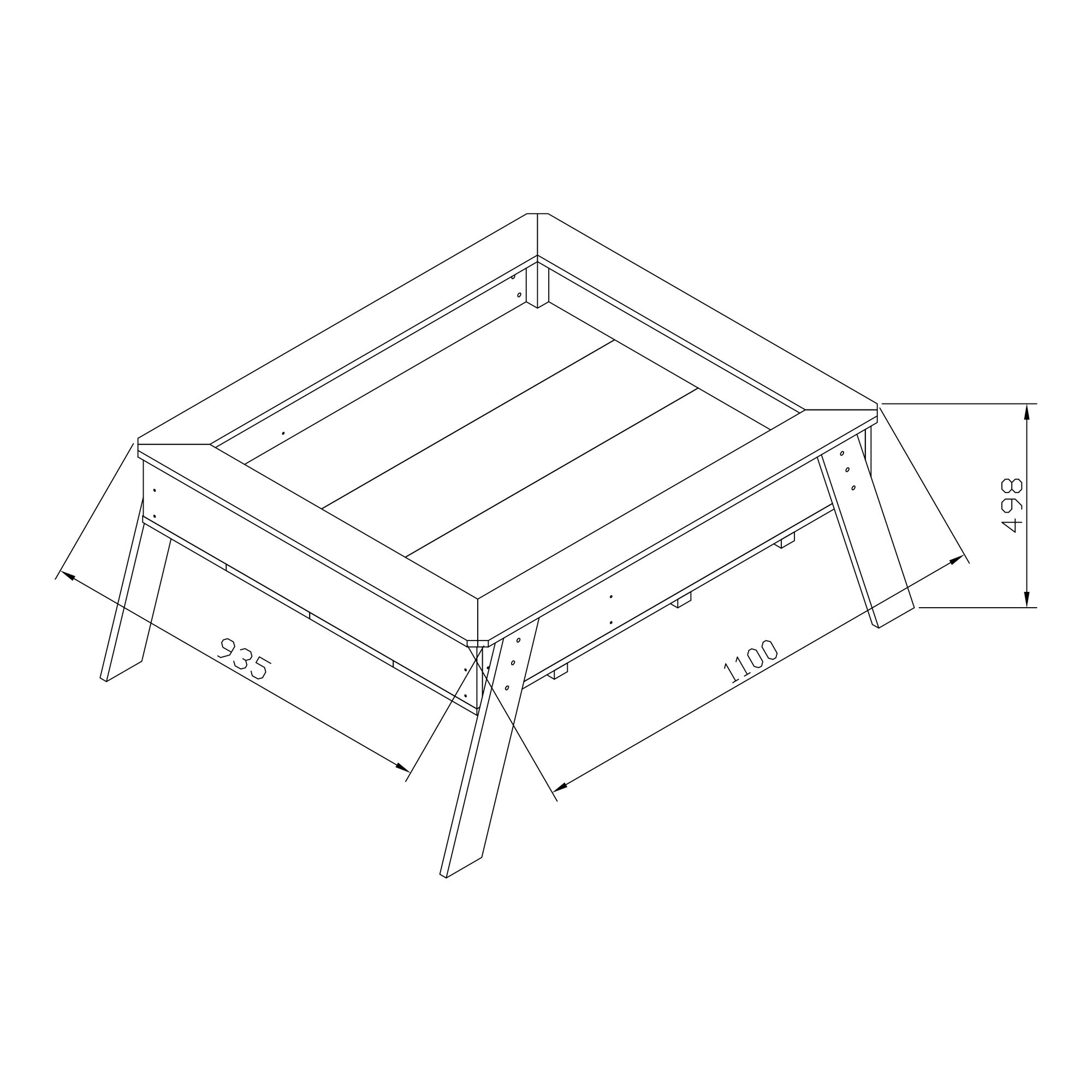 maattekening AXI Linda Zand & Kweektafel Bruin/wit