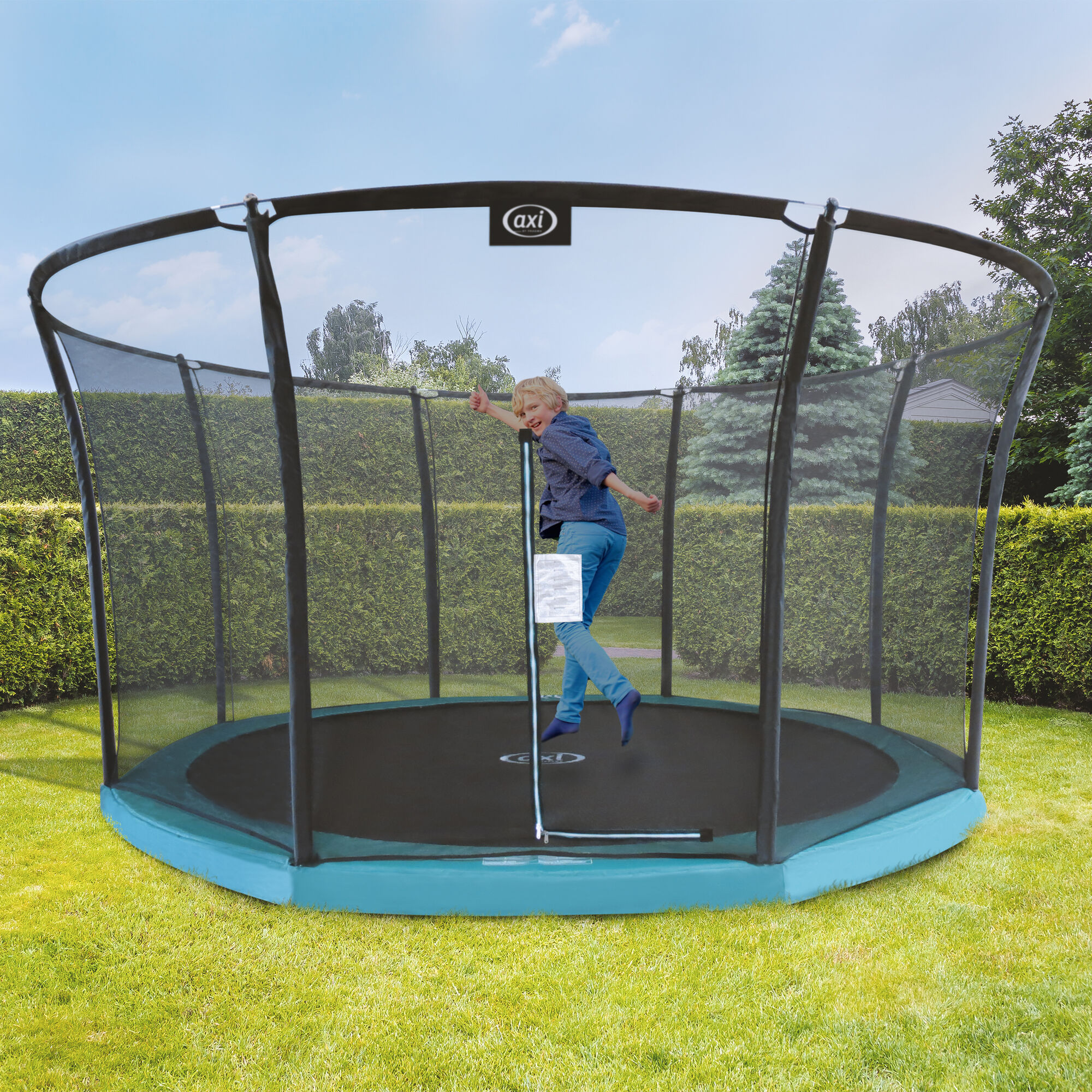 sfeerfoto AXI Denver Trampoline 12ft - Inground - Groen