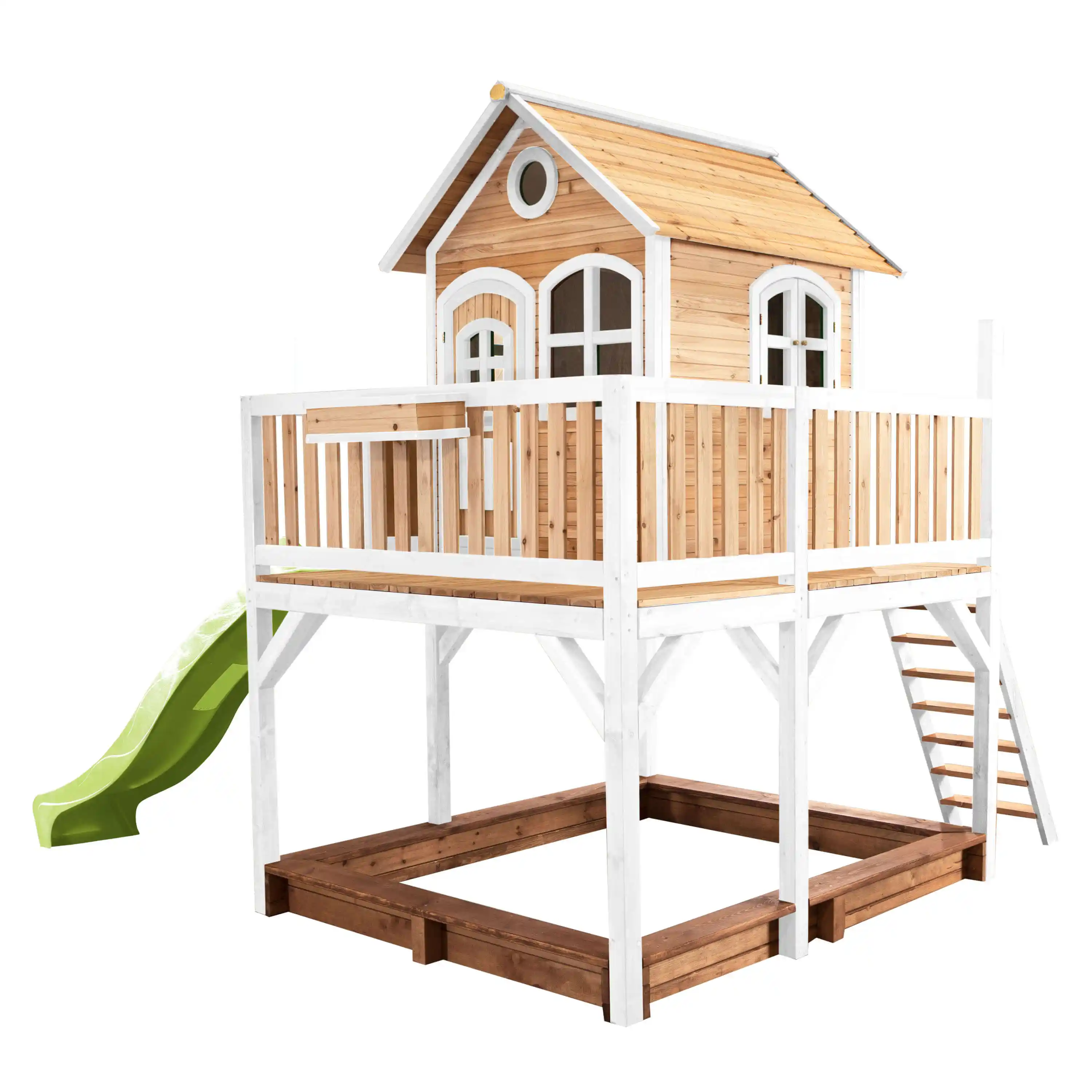 AXI Liam Playhouse Brown/White - Lime Green Slide