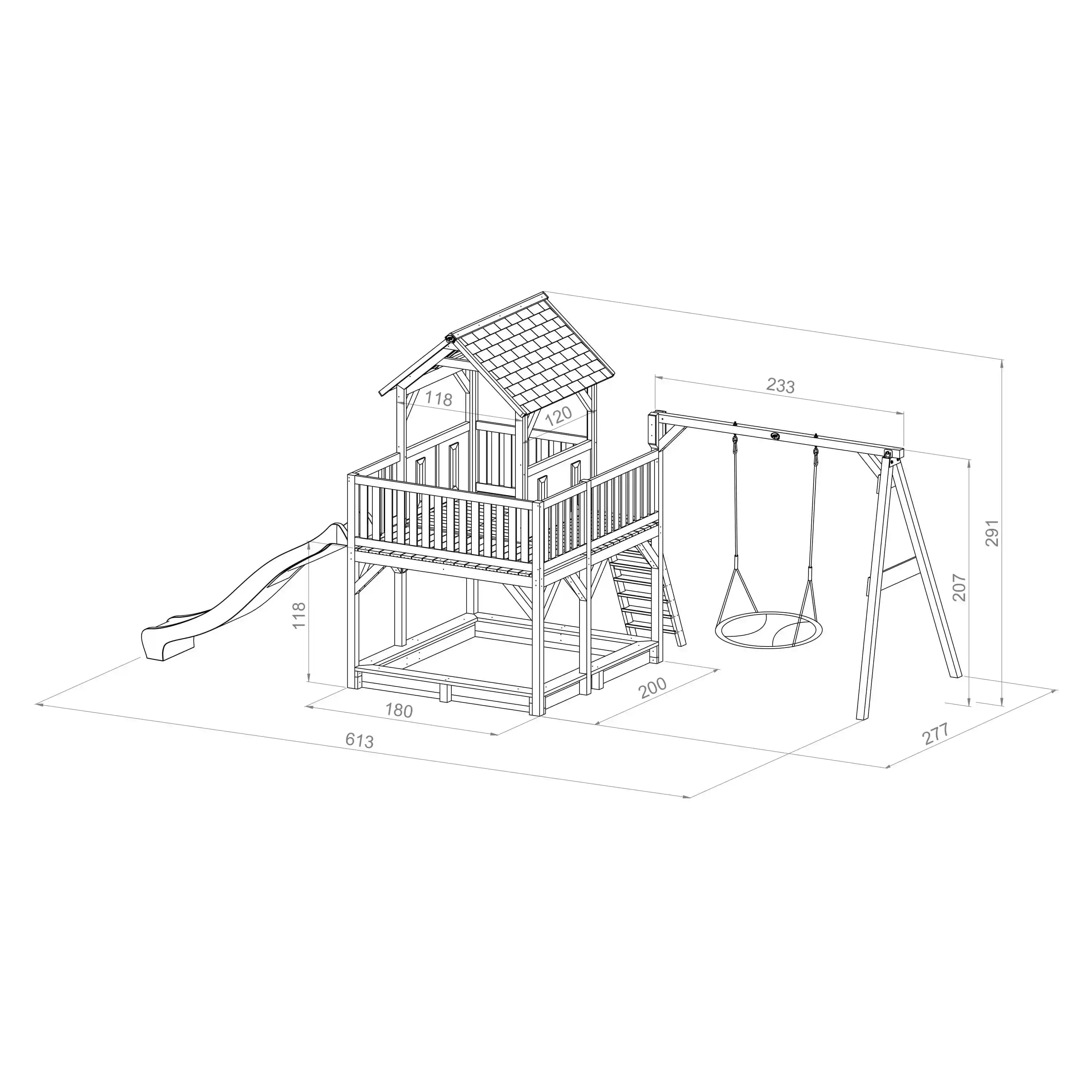 AXI Atka Play Tower with Summer Nest Swing Set Brown/Green - White Slide