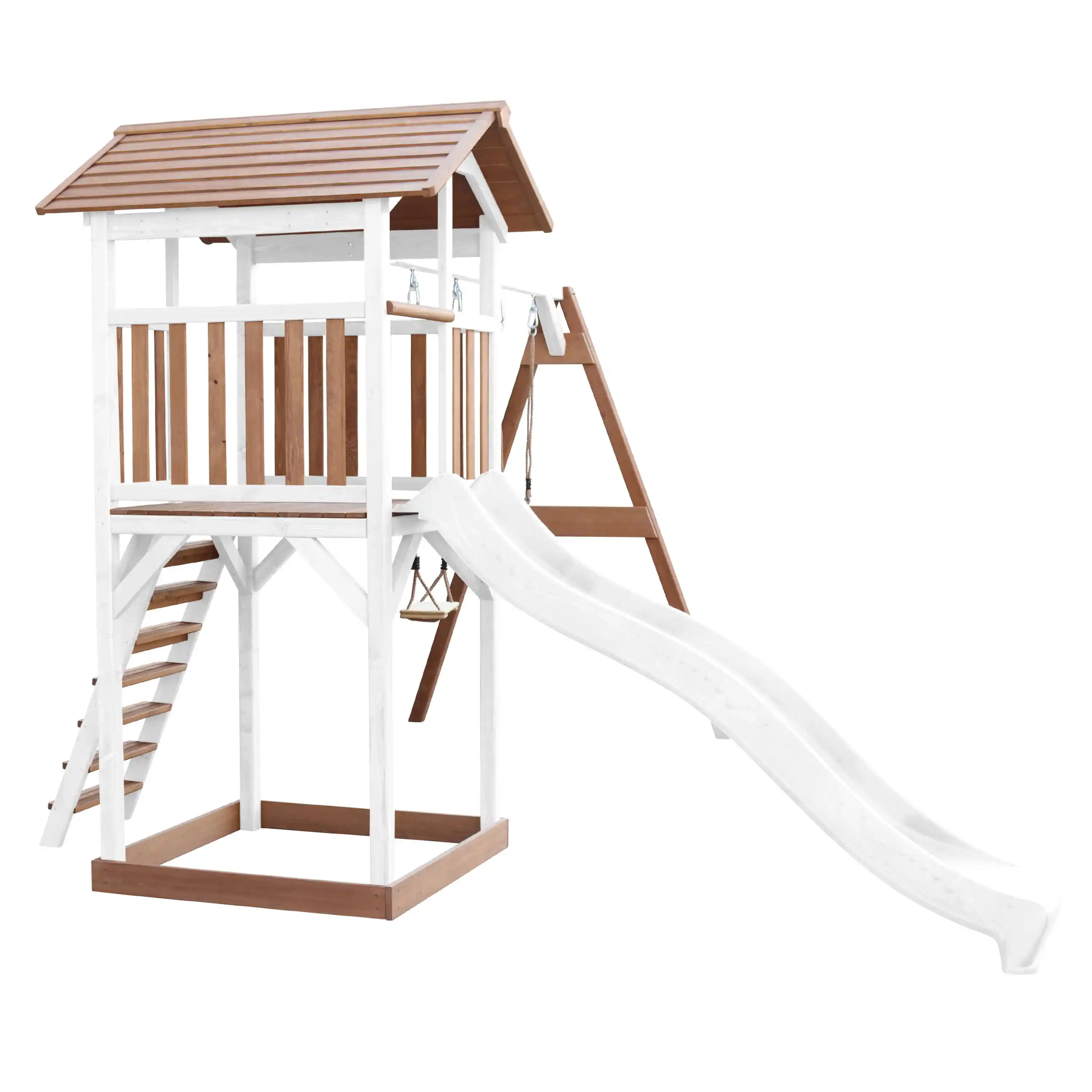 AXI Beach Tower with Double Swing Set Brown/White - White Slide