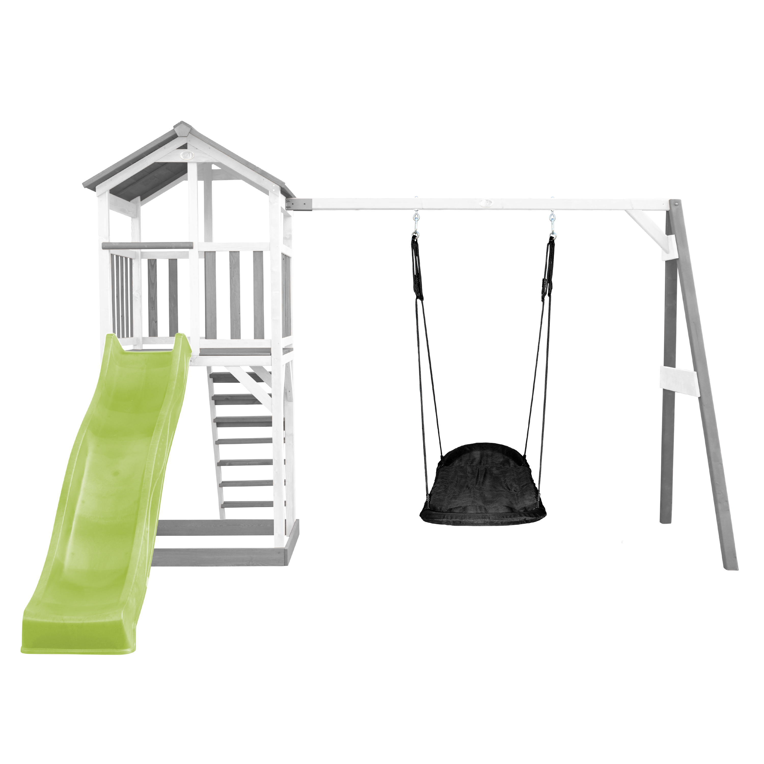 AXI Beach Tower with Roxy Nest Swing Set Grey/White - Lime Green Slide