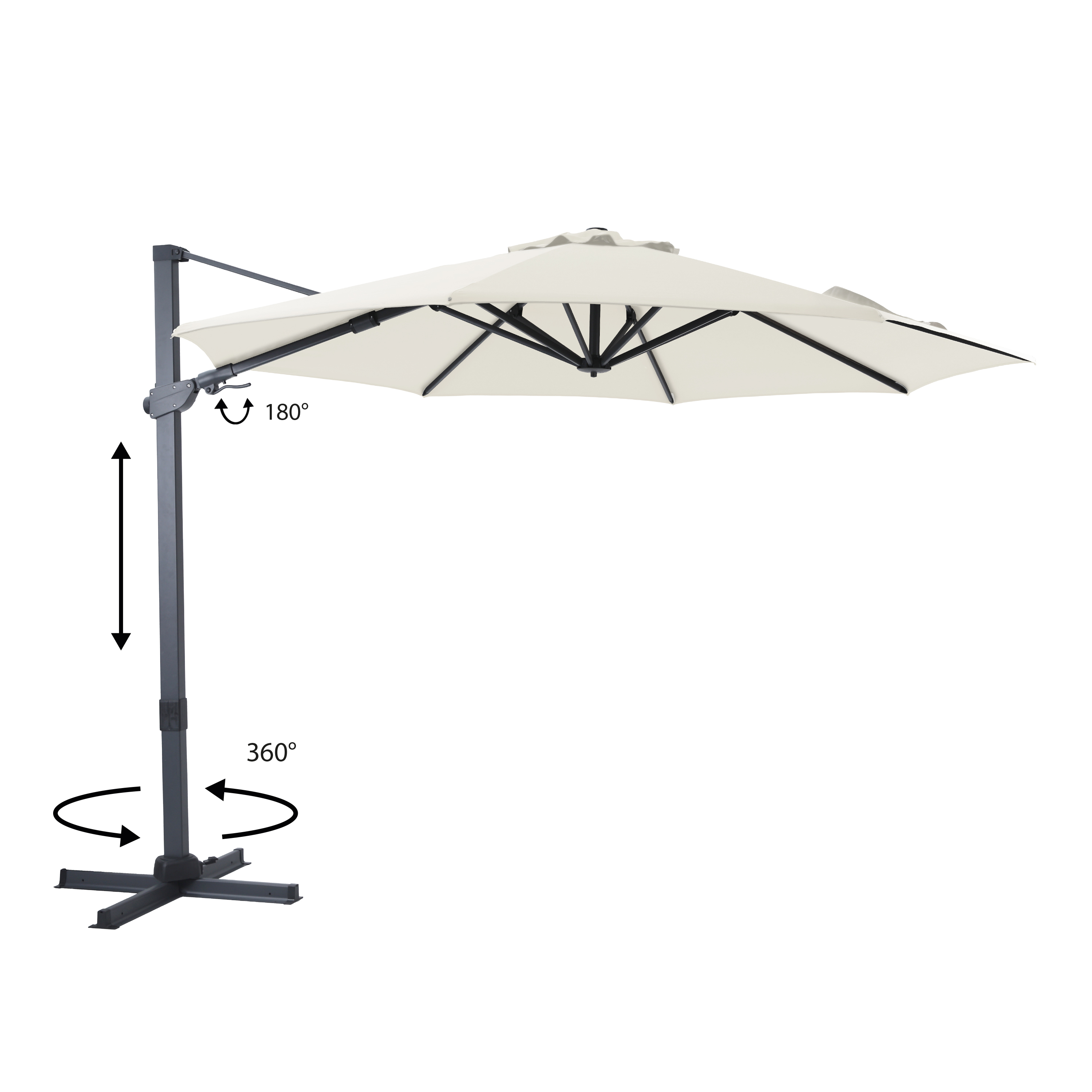 AXI Cyrus Premium Cantilever Parasol Ø 300cm Round - Grey/Beige