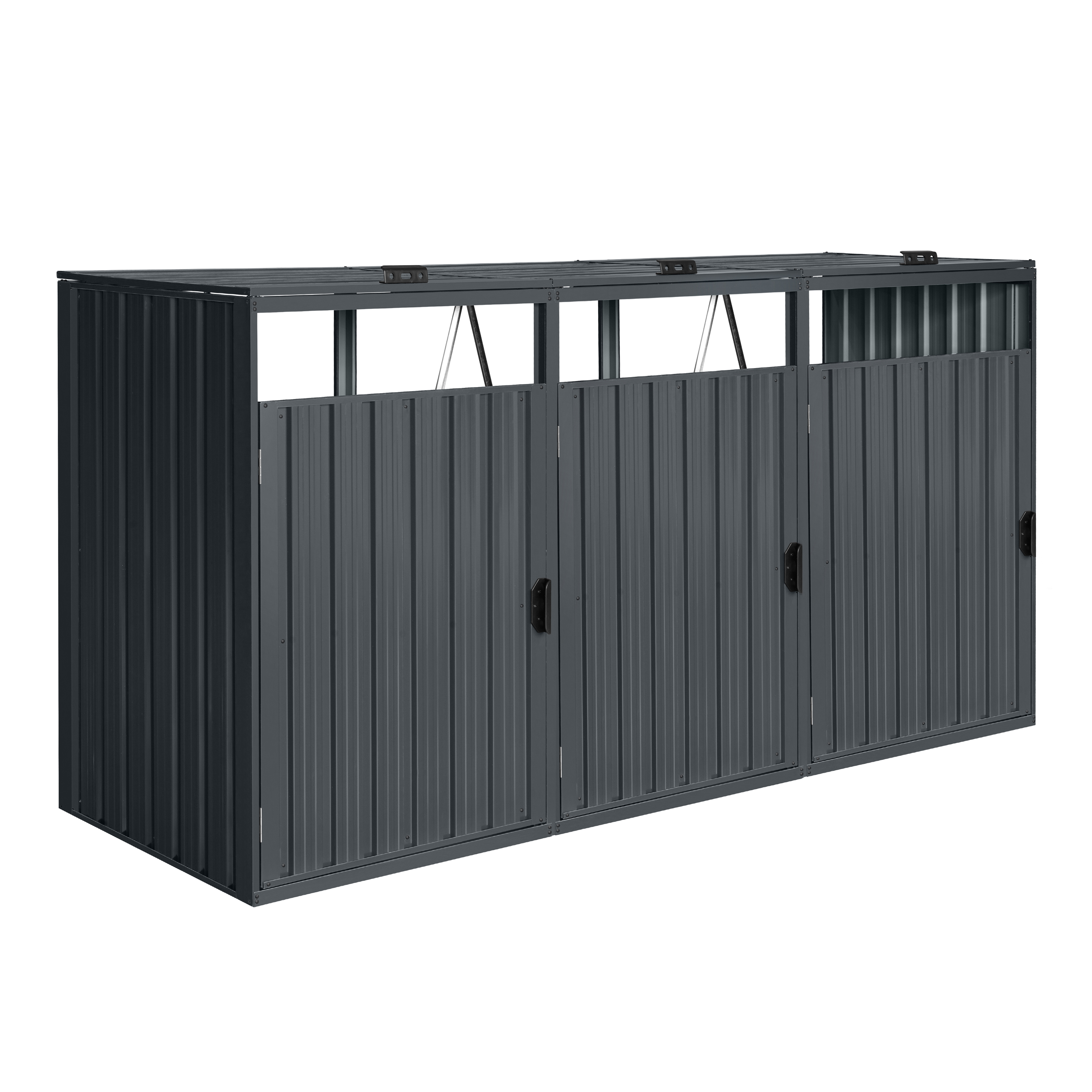 AXI Owen Metal Garbage Bin Shed Anthracite - 3 Garbage Bins