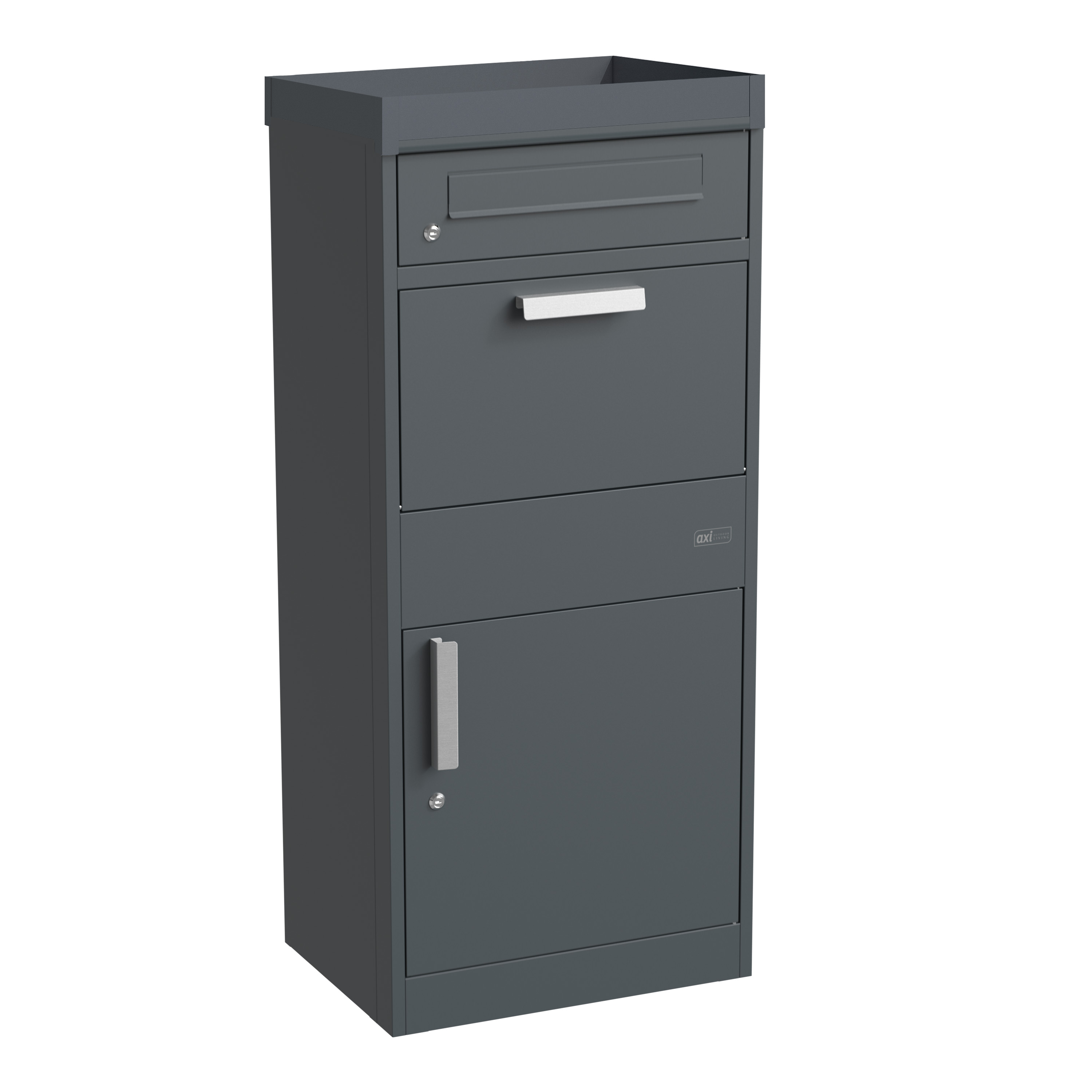 AXI Levi Metal Parcel Mailbox in Anthracite with Planter