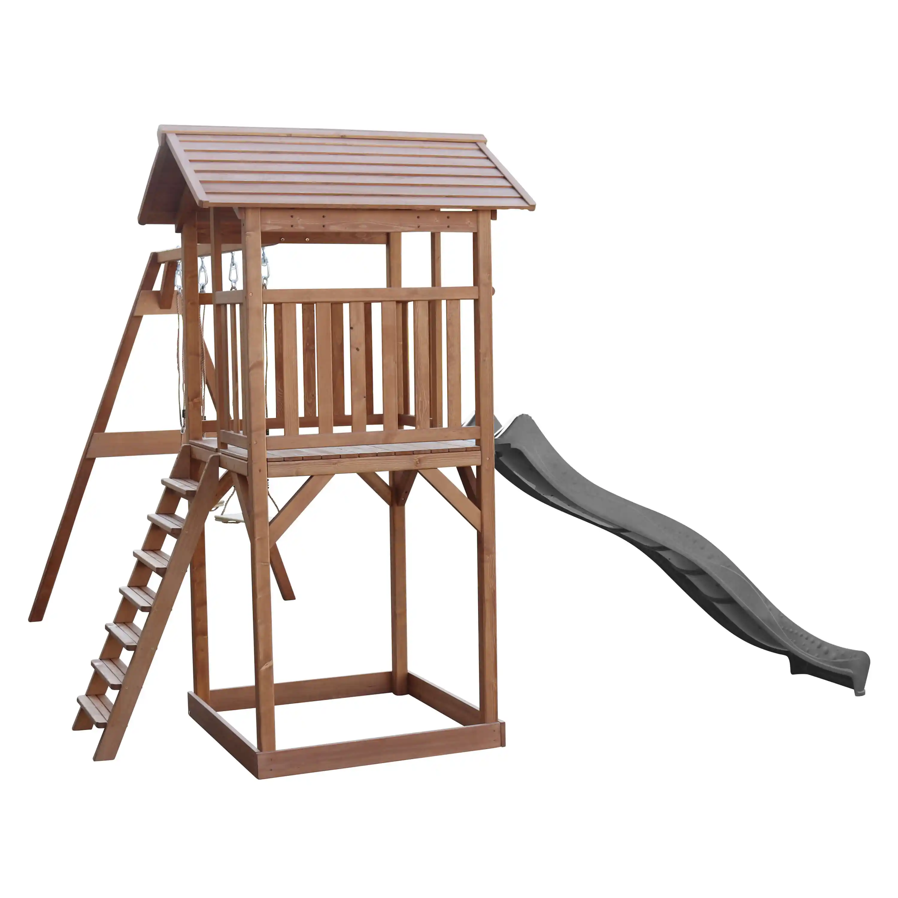 AXI Beach Tower with Double Swing Set Brown - Grey Slide