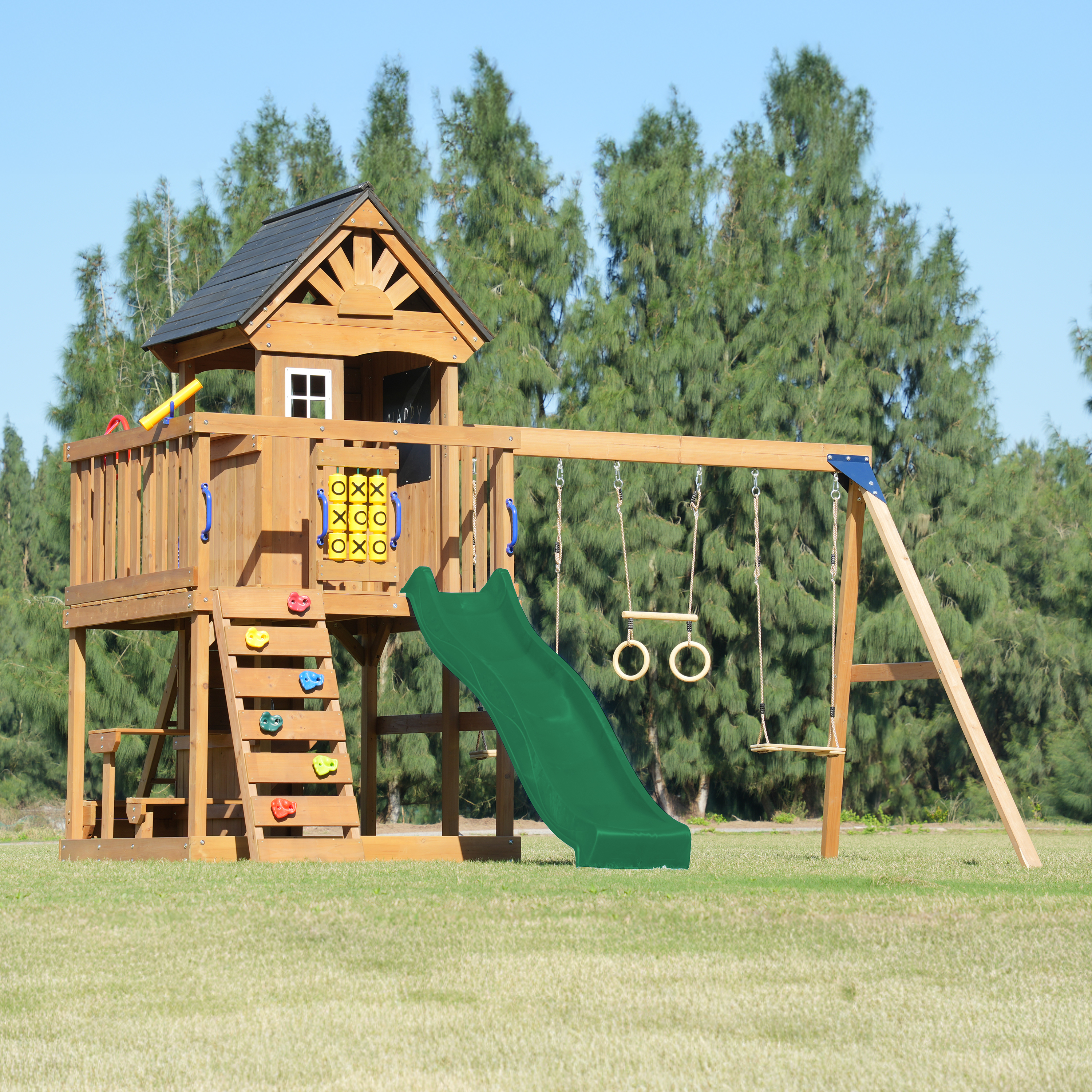 AXI Jack Climbing Frame with Double Swing and Trapeze – Green Slide