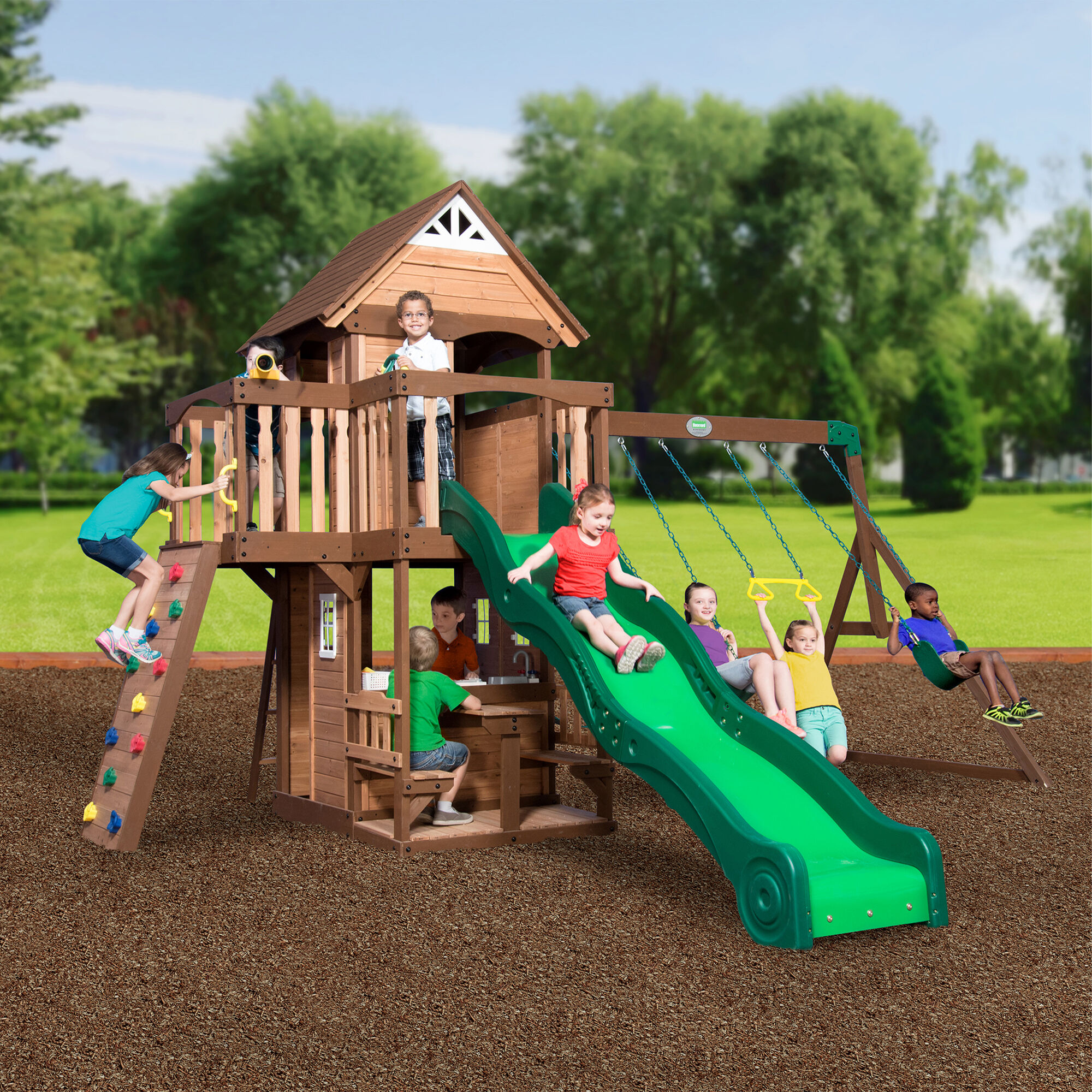 Backyard Discovery Mount Triumph Climbing Frame with Slide and Swings