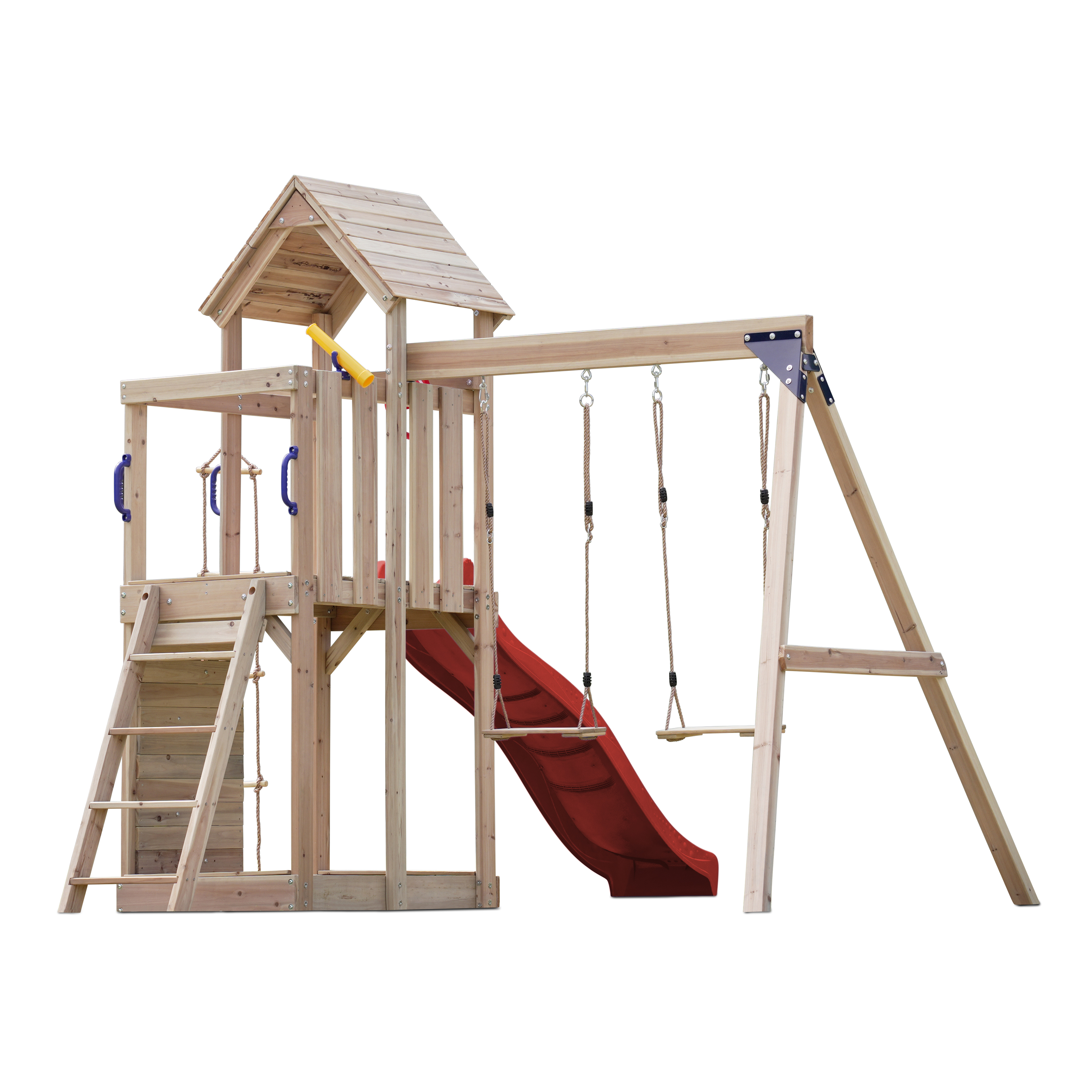 AXI Moos Climbing Frame with Double Swing Set - Red Slide