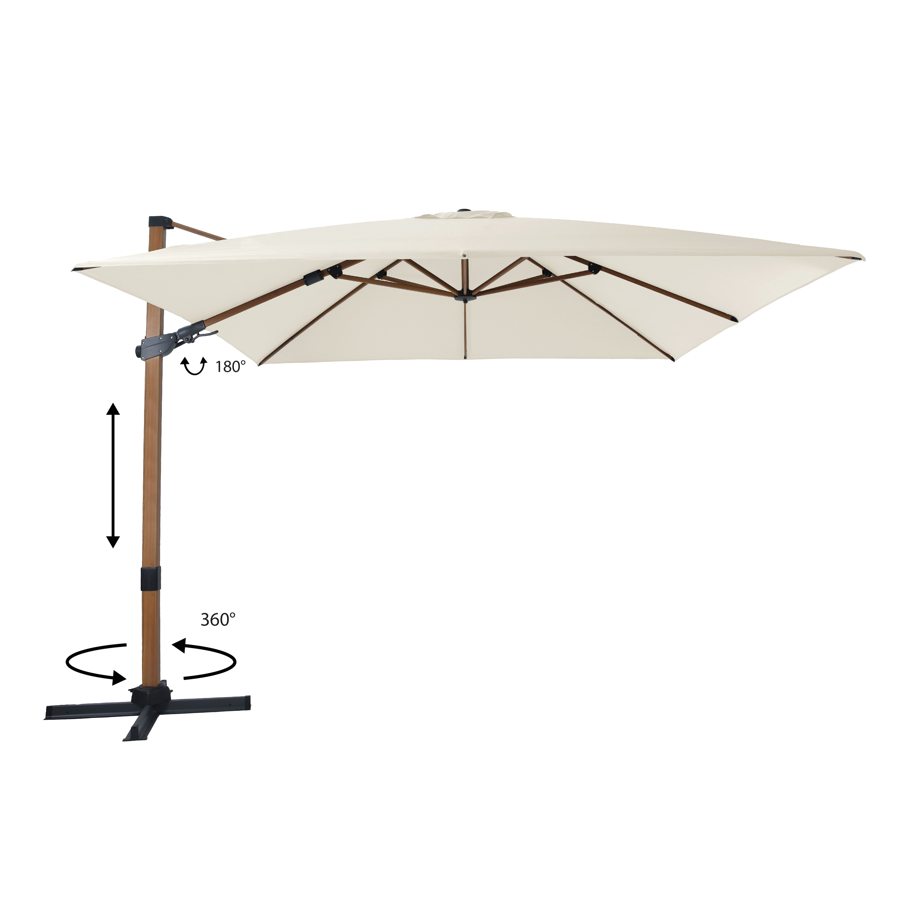 AXI Apollo Premium Cantilever Parasol 300x300cm - Wood-look/Beige