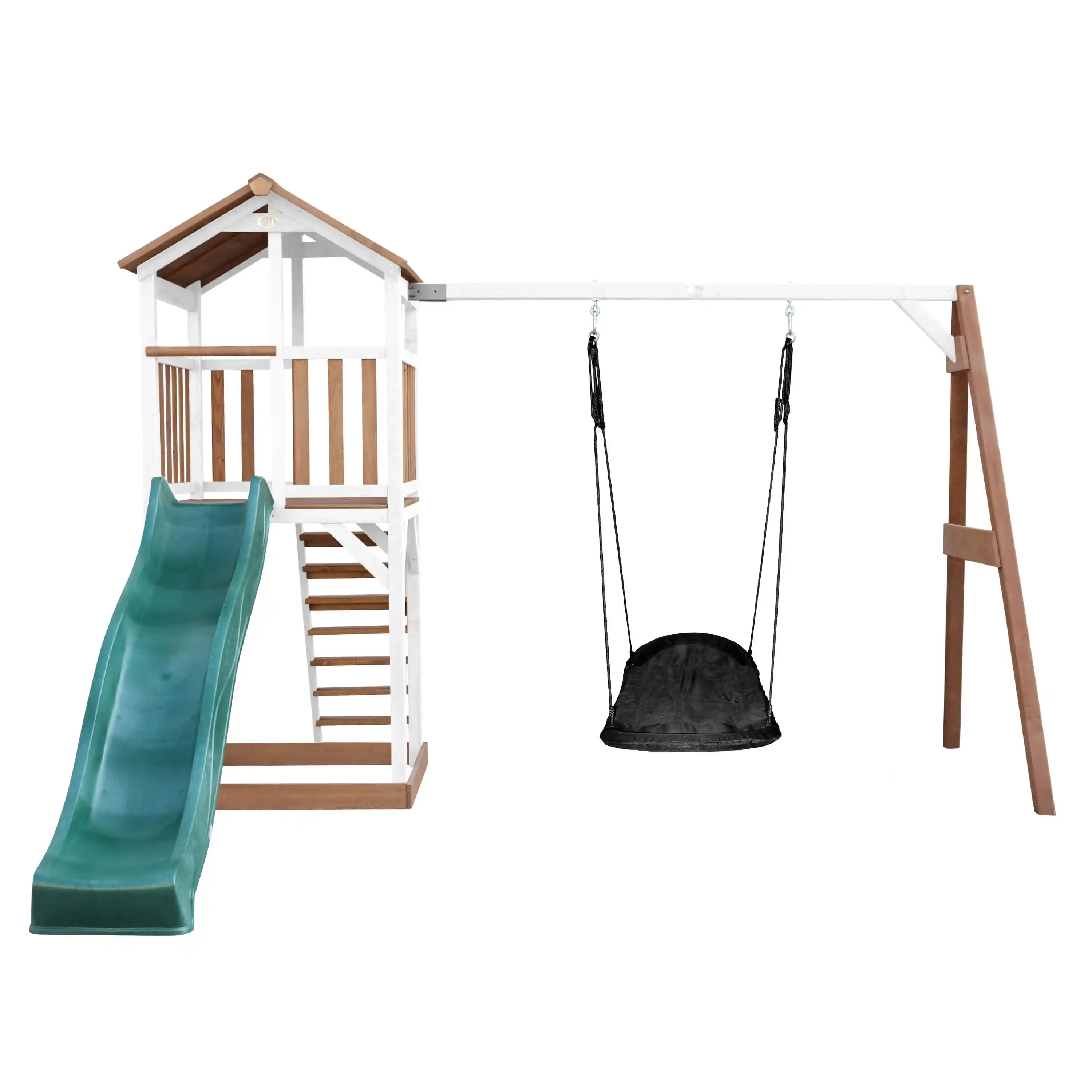 AXI Beach Tower with Roxy Nest Swing Set Brown/White - Green Slide