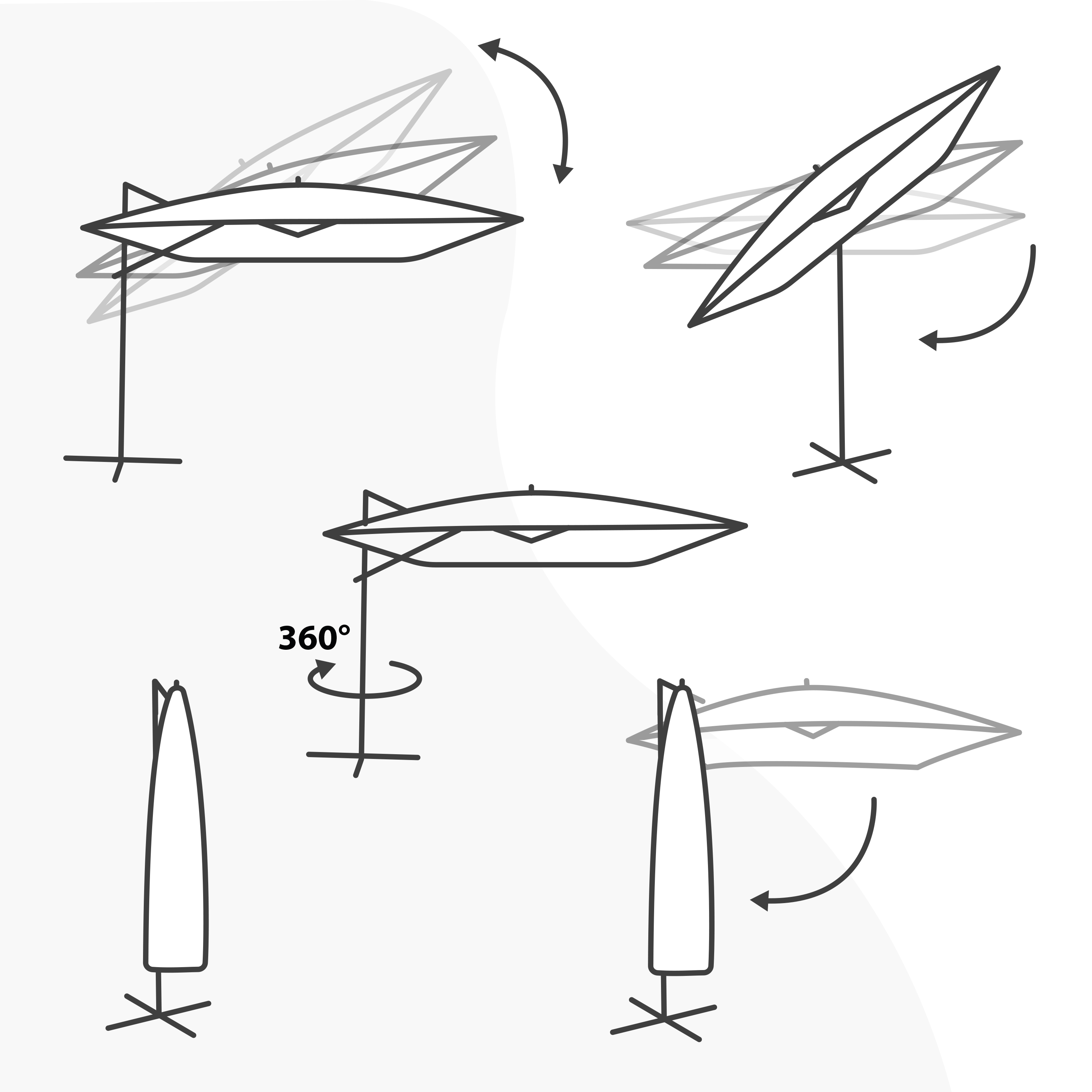 AXI Apollo Premium Cantilever Parasol 300x300cm incl. granite base with wheels Anthracite/Grey – Complete set