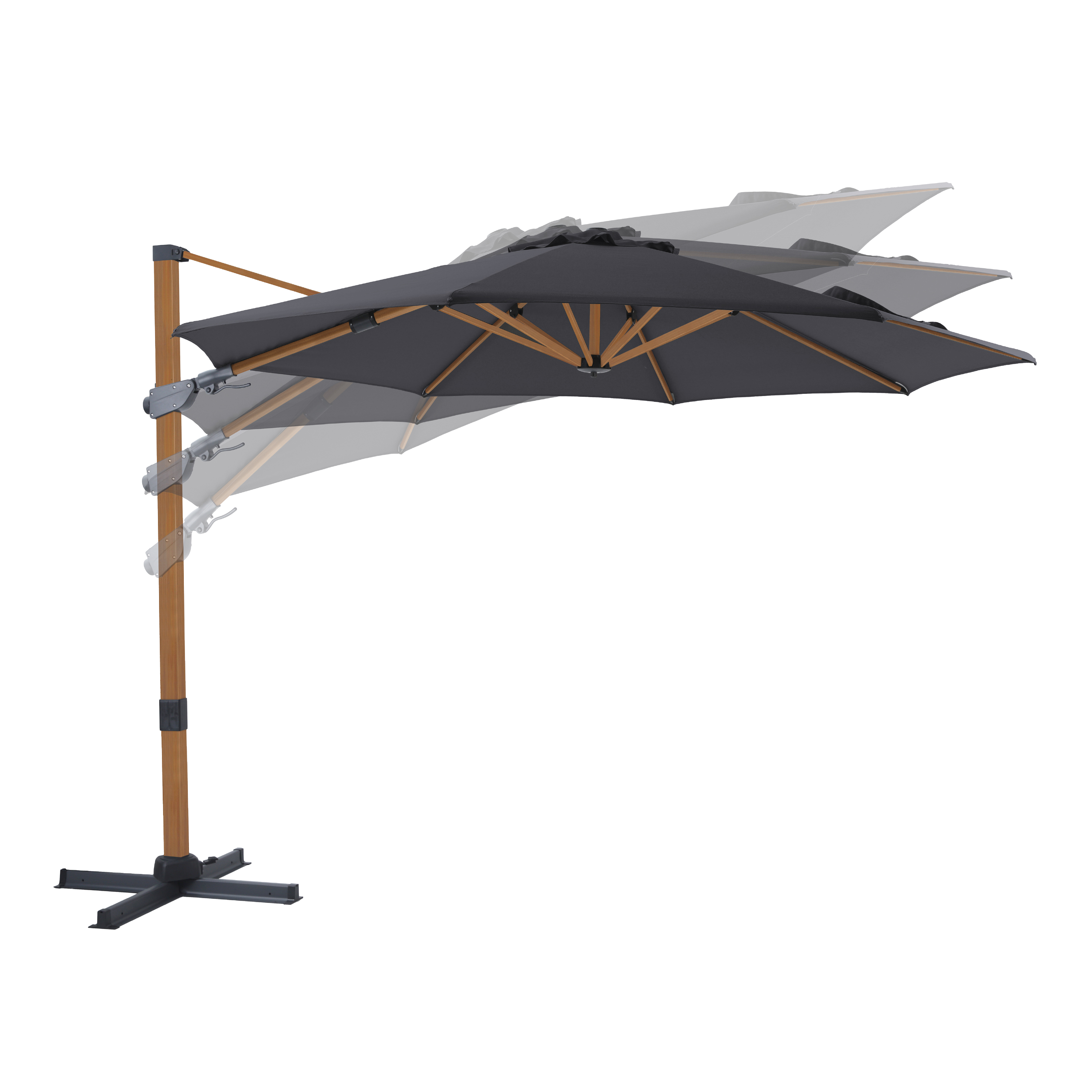 AXI Cyrus Premium Cantilever Parasol Ø 300cm Round - Wood-look/Grey