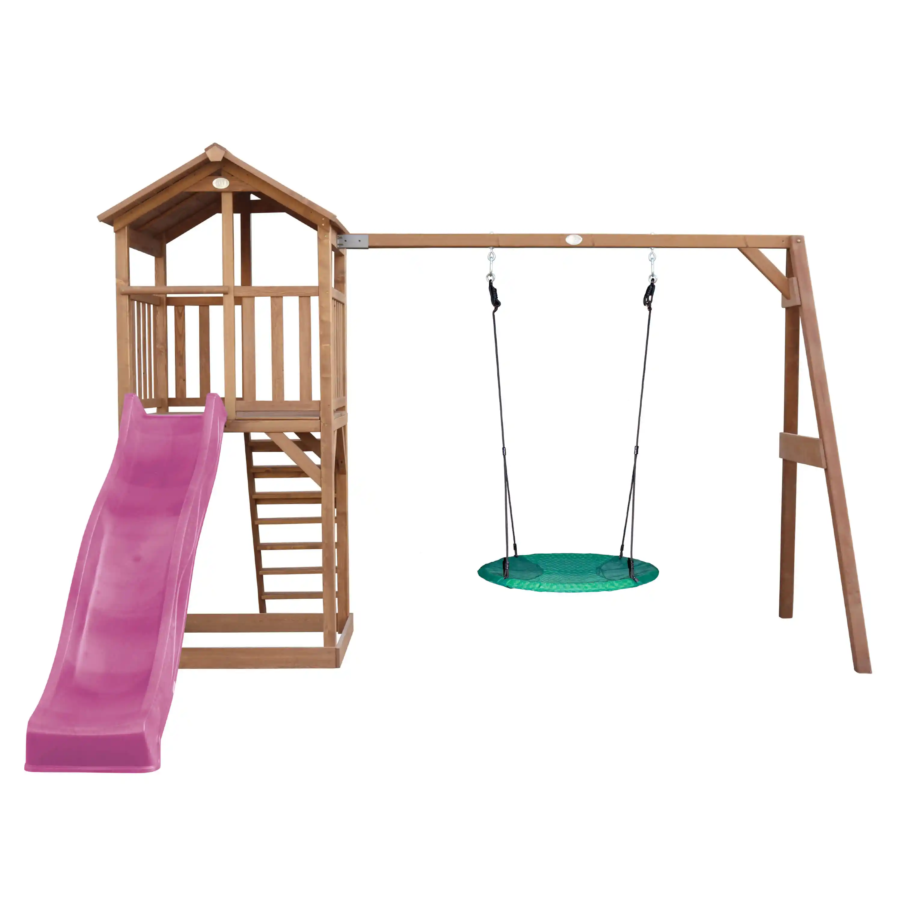 AXI Beach Tower with Summer Nest Swing Set Brown - Purple Slide