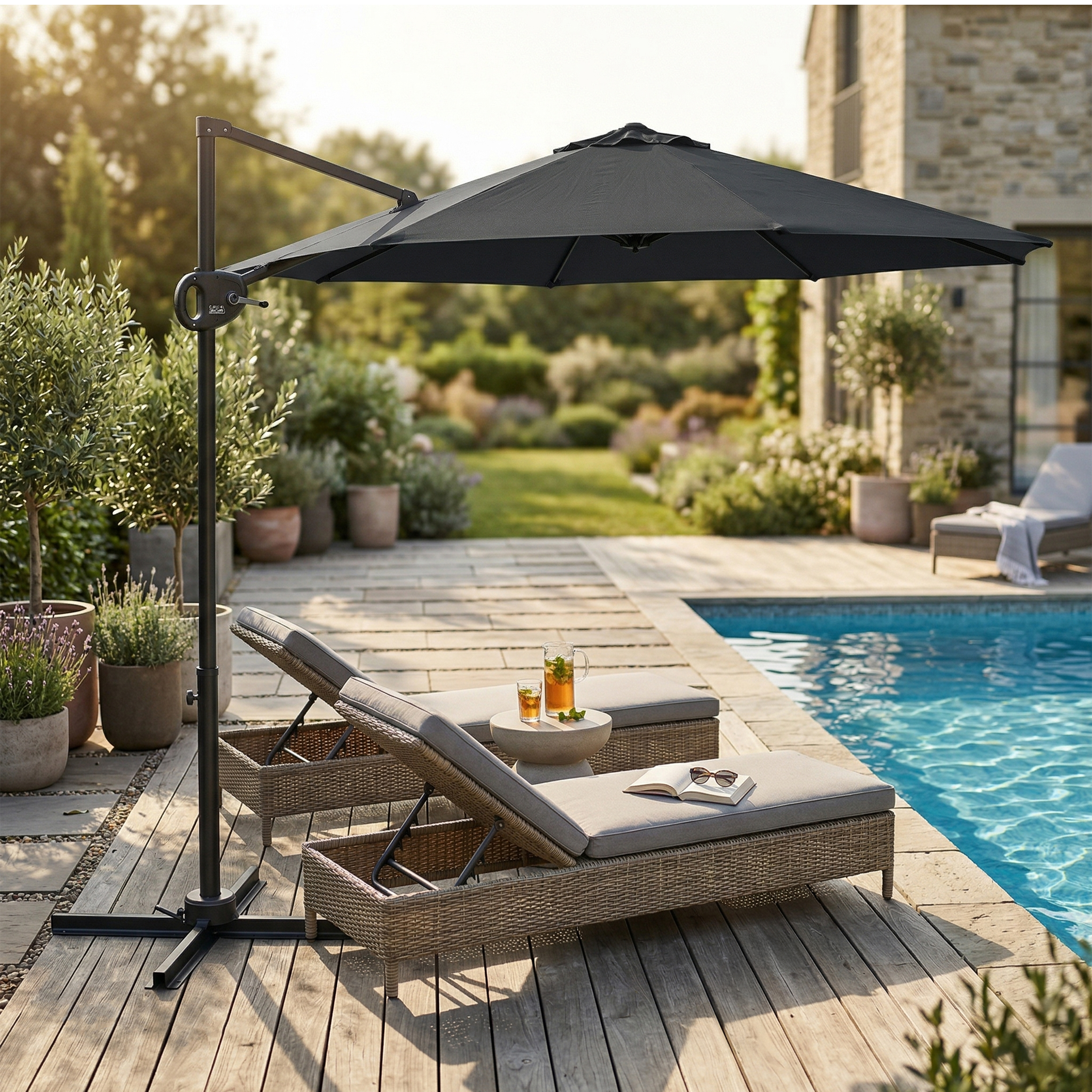 AXI Solea Cantilever Parasol Ø 300cm Anthracite/Grey
