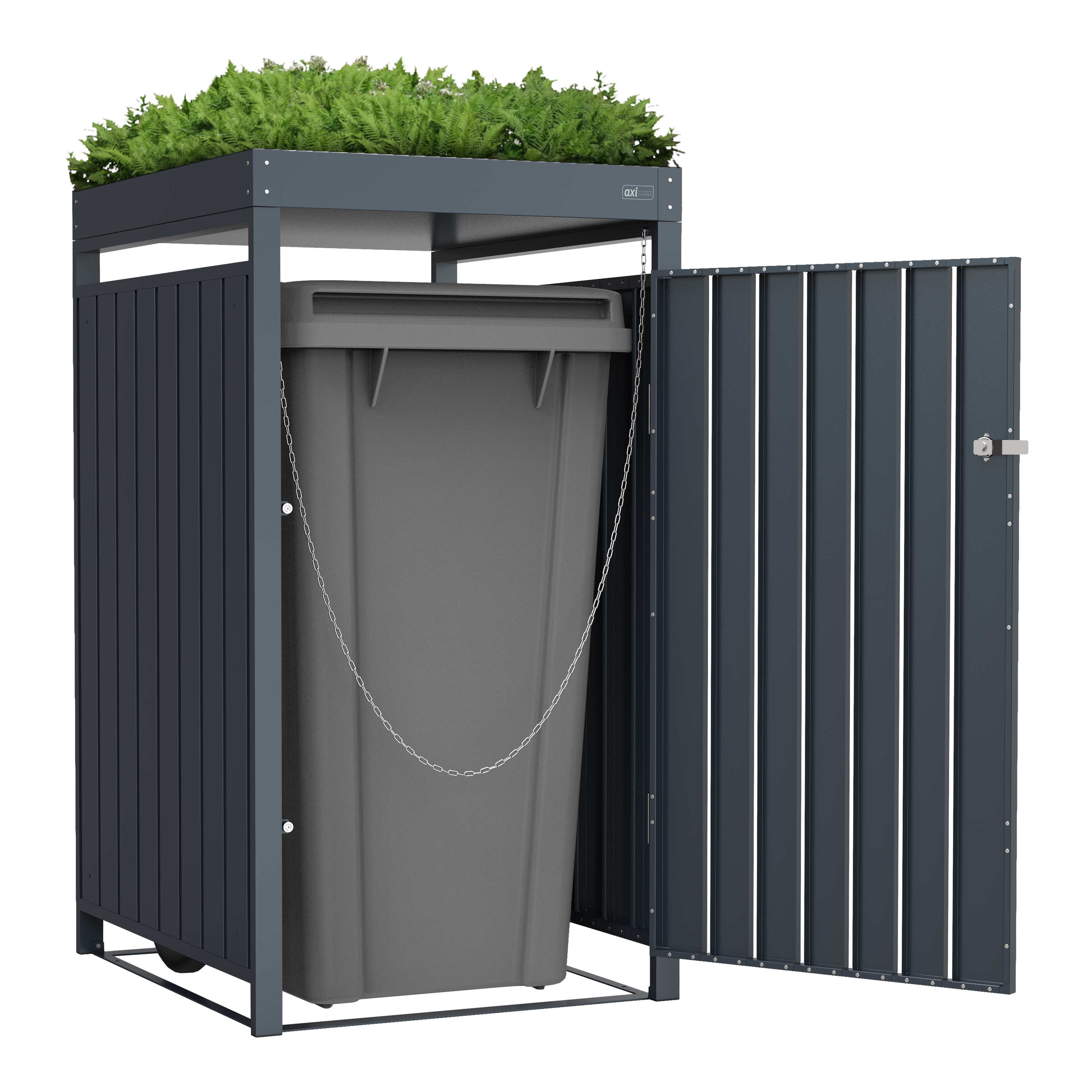 AXI Leon Metal Garbage Bin Shed with Planter - 1 Garbage Bin