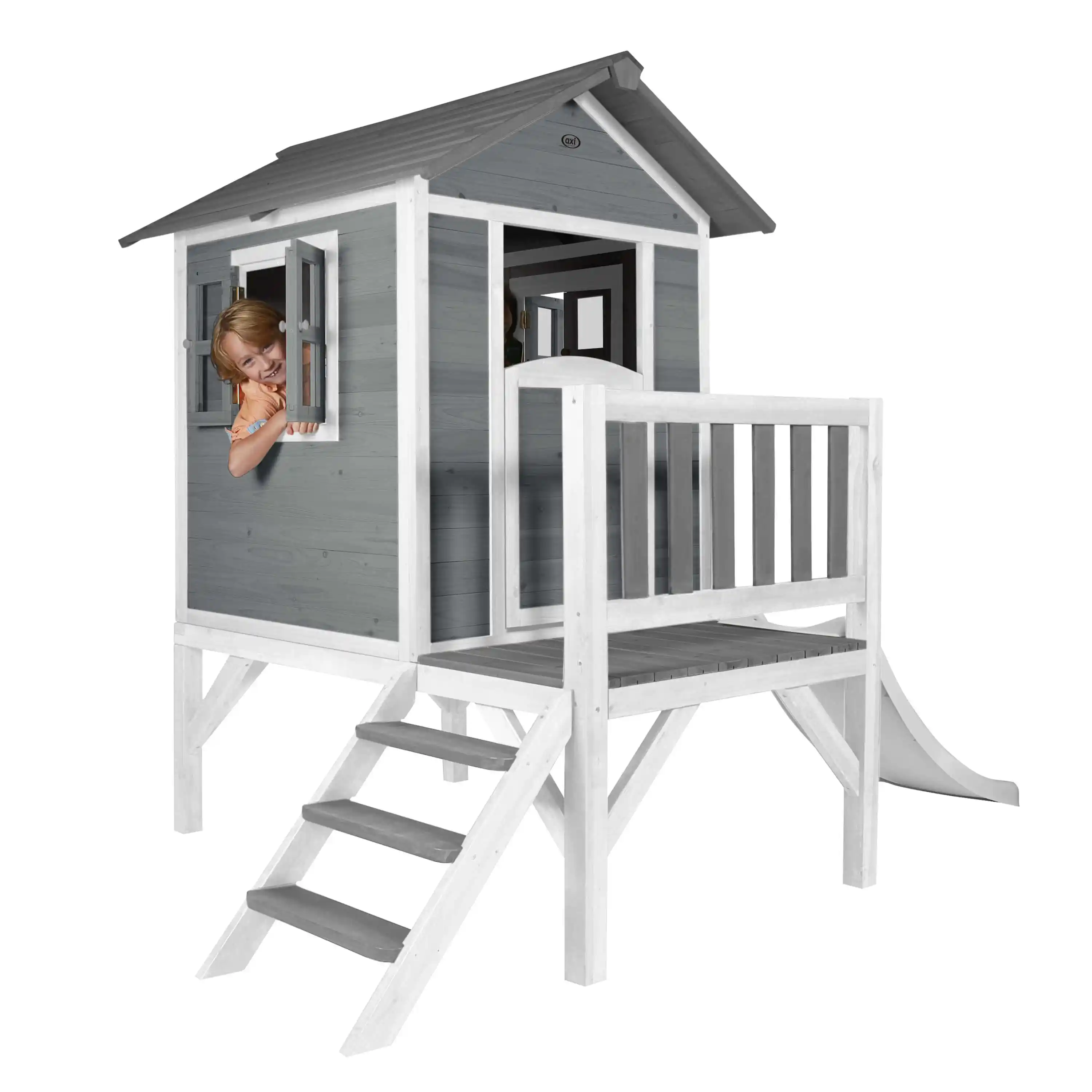 AXI Lodge XL Playhouse Cool Grey - White Slide